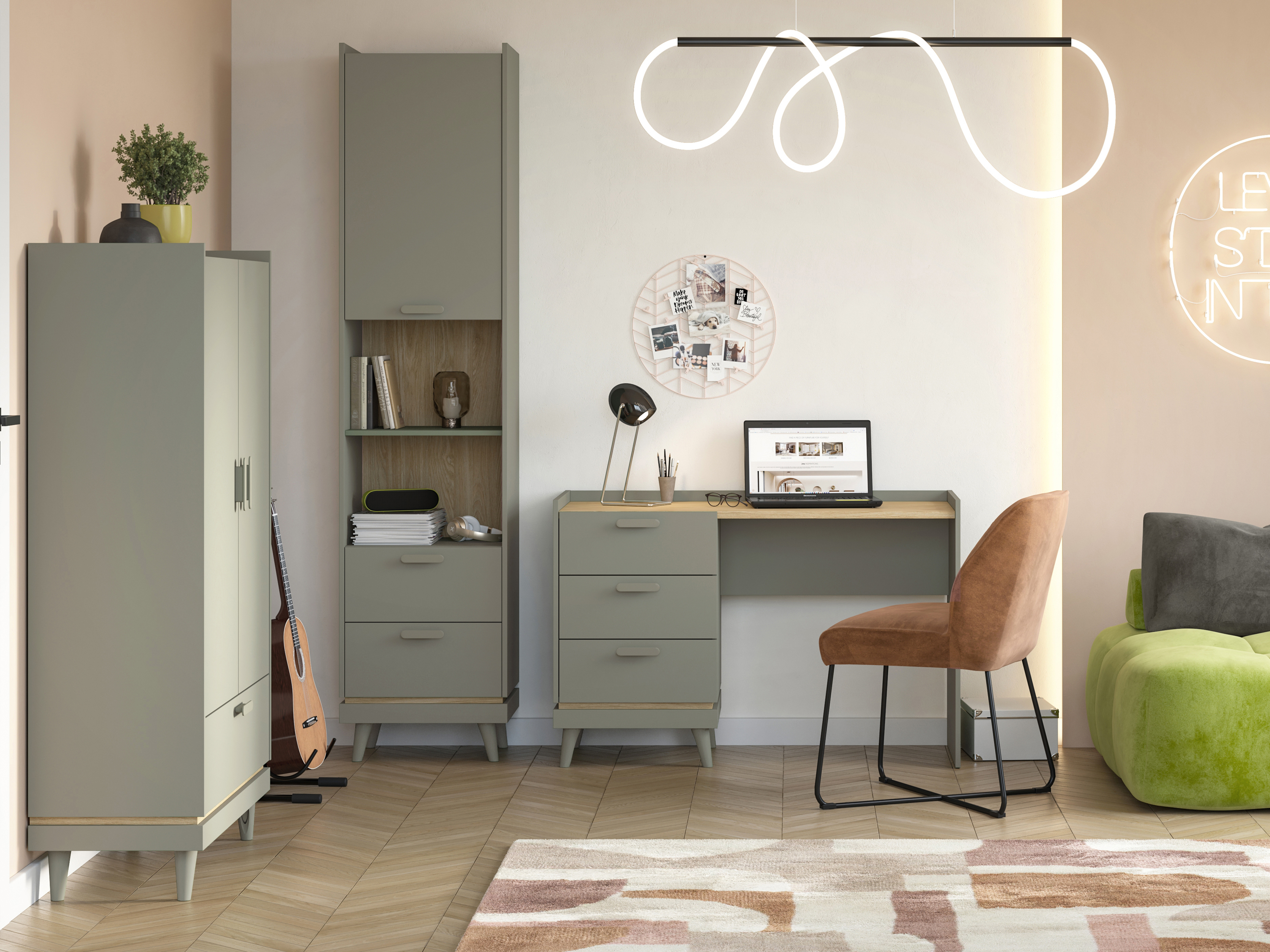 Estantería Fertalu 106 (Verde + Roble)