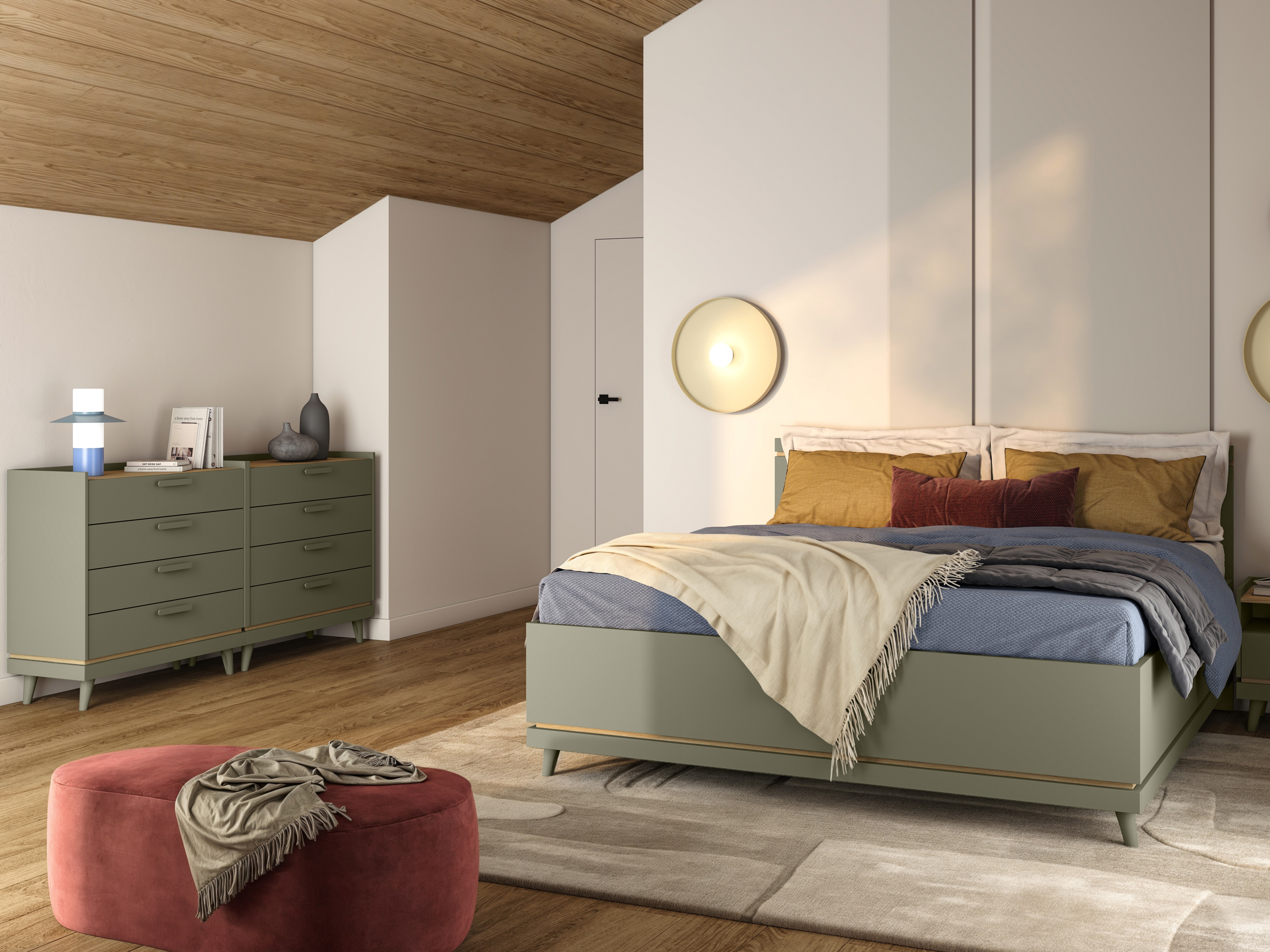 Cómoda Fertalu 104 (Verde + Roble)