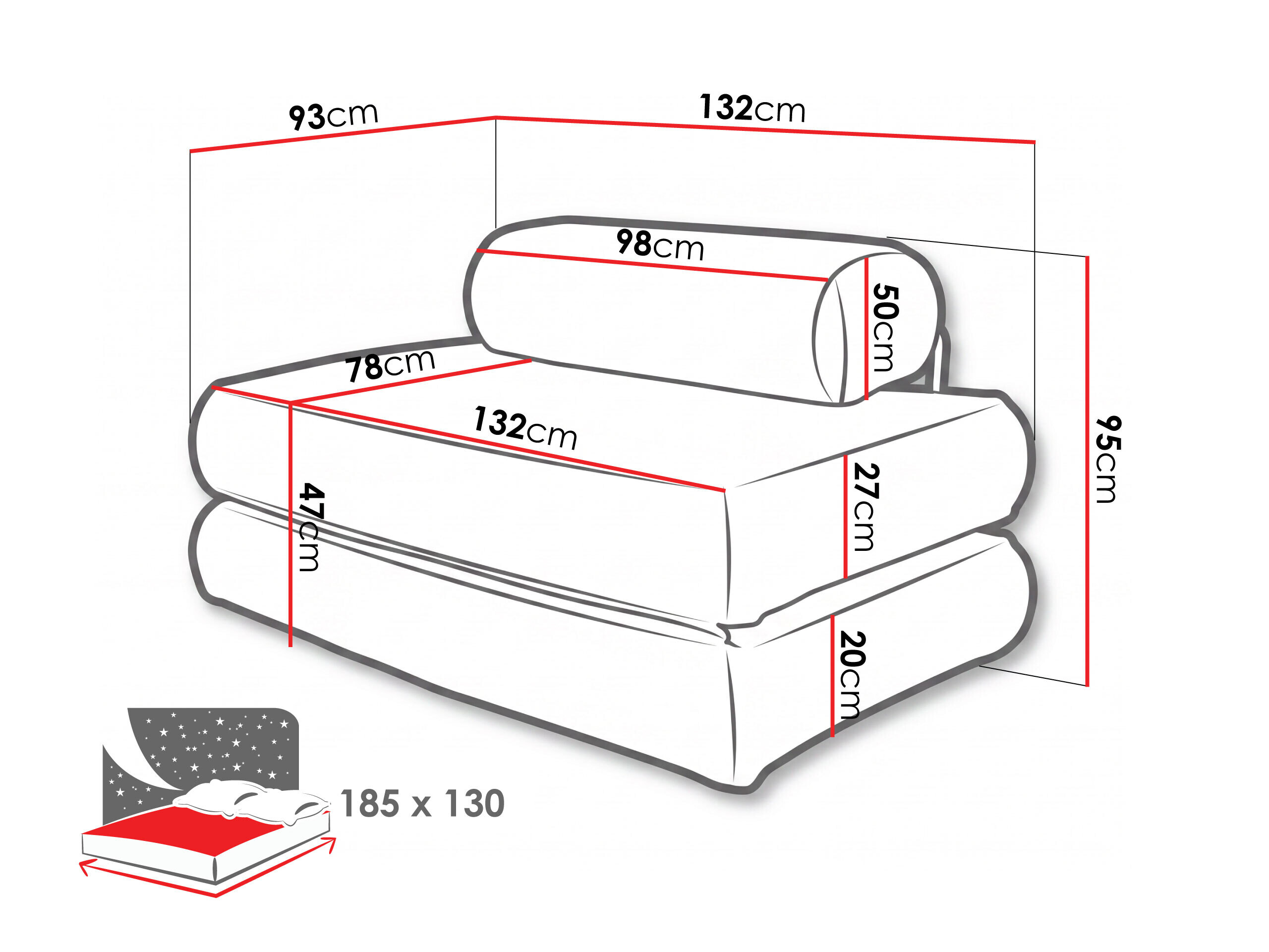 Sofá cama Carson 141 (Cruz 15)