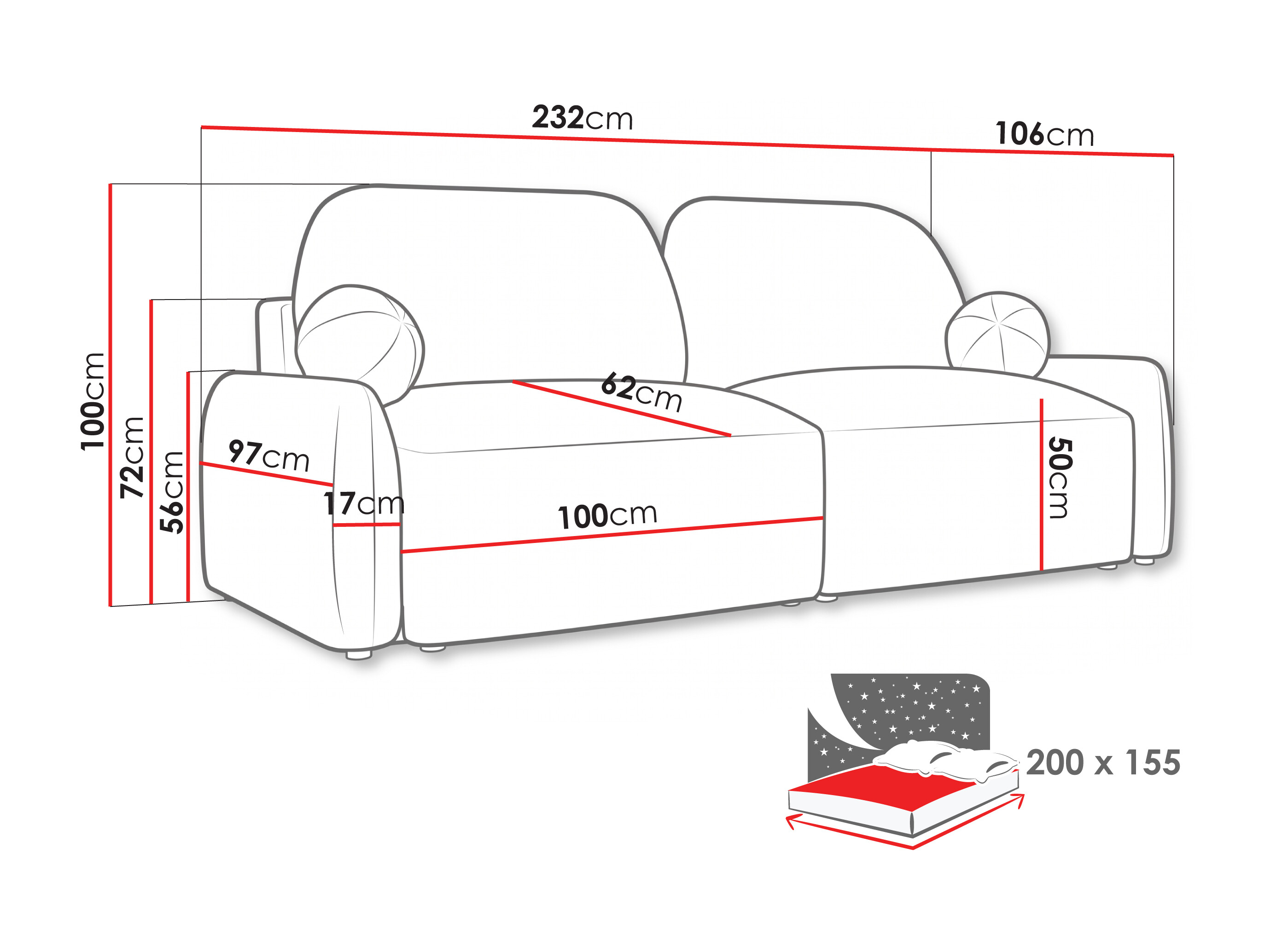 Sofá cama Lufkin 153 (Maya 03)