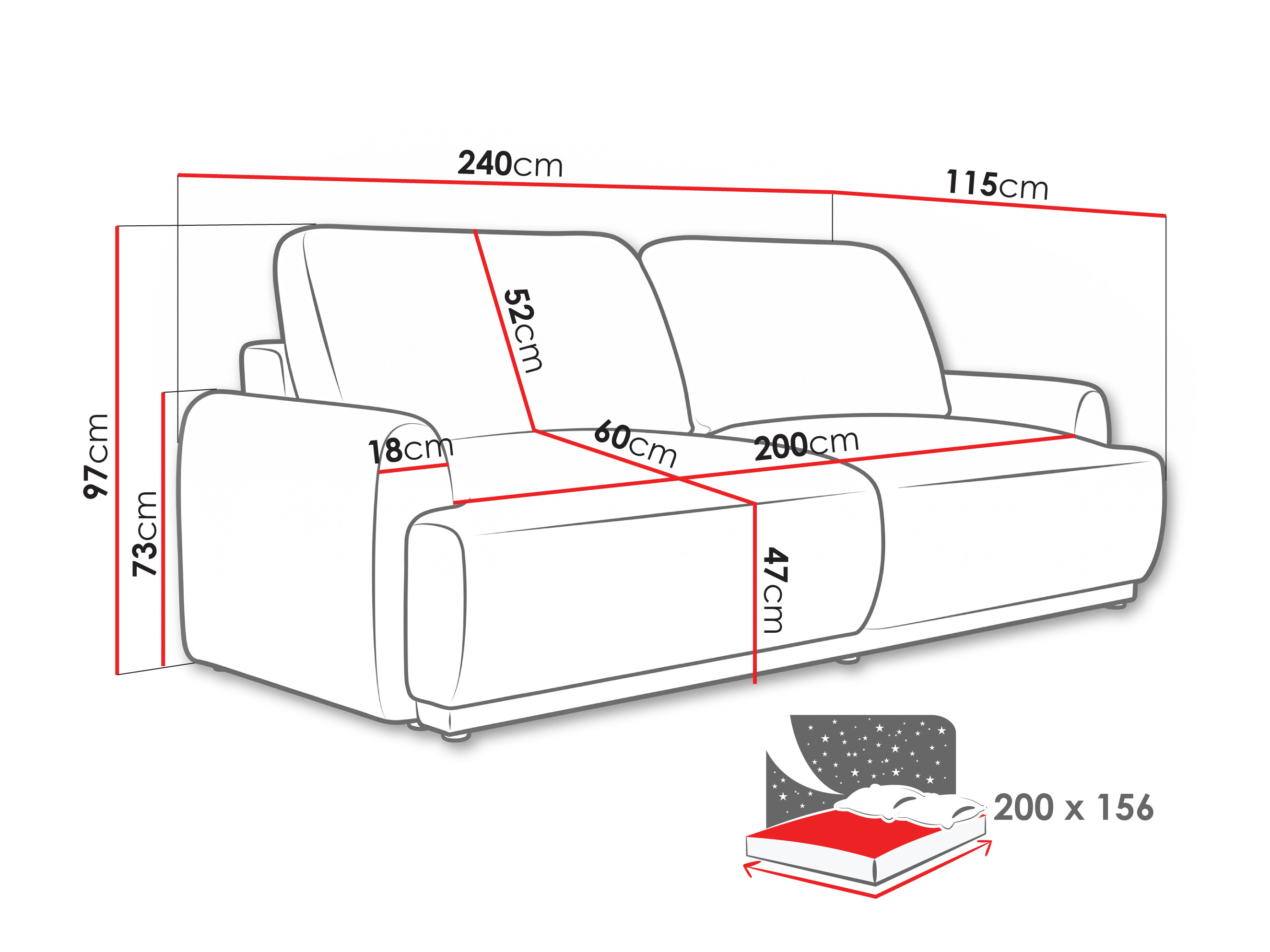 Sofá cama Lufkin 113 (Bello 25)