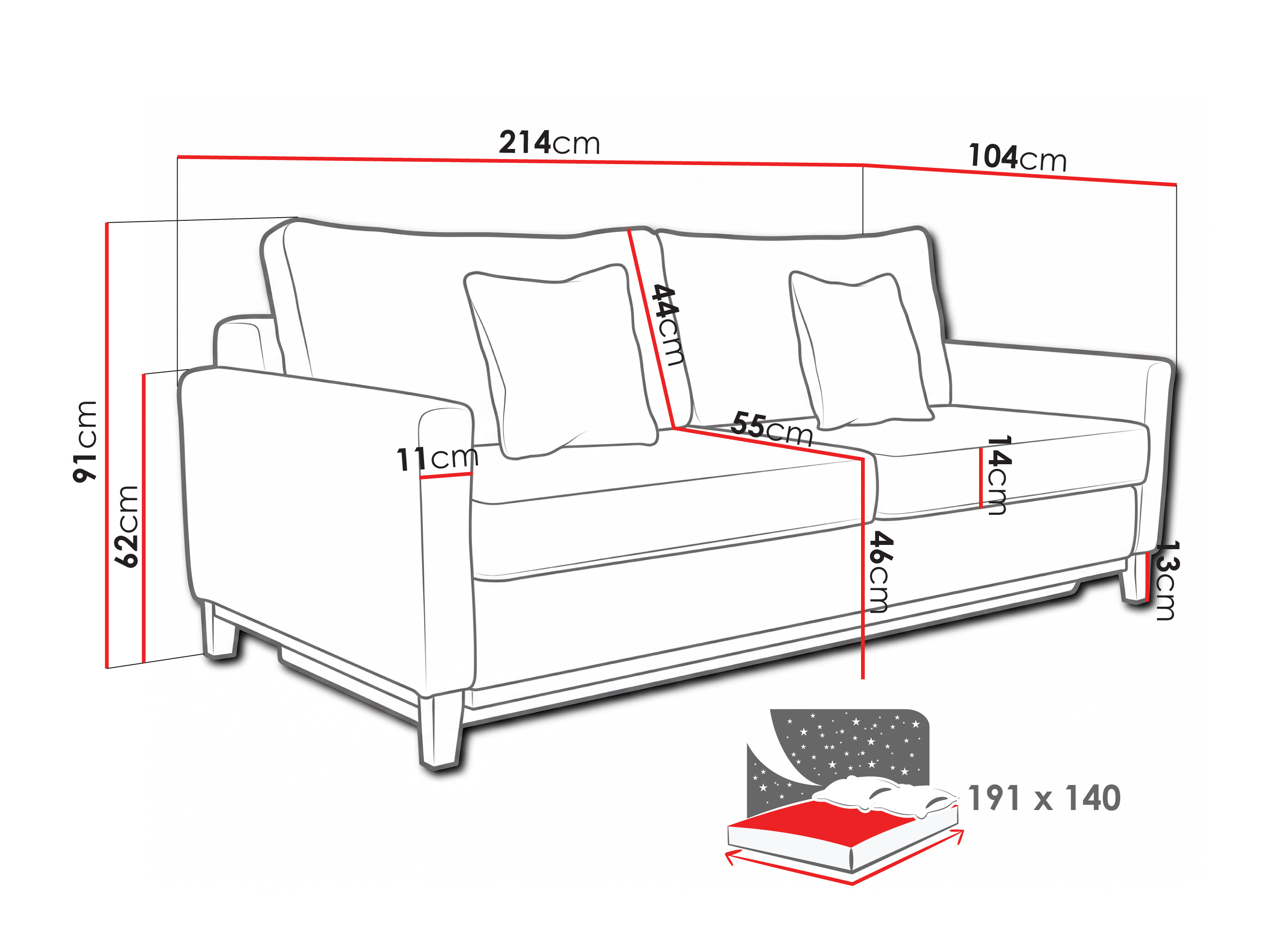 Sofá cama Lufkin 129 (Anafi 22)
