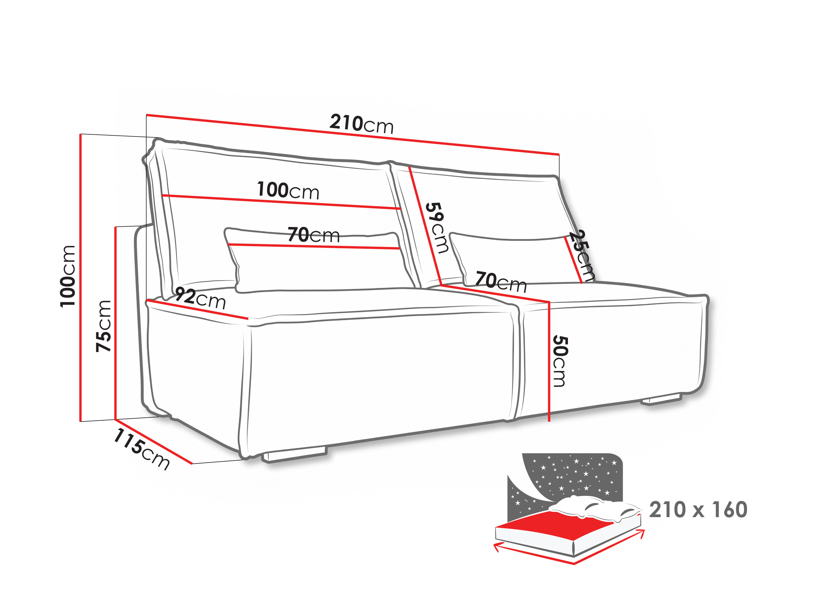 Sofá cama Lufkin 147 (Tilia 17)