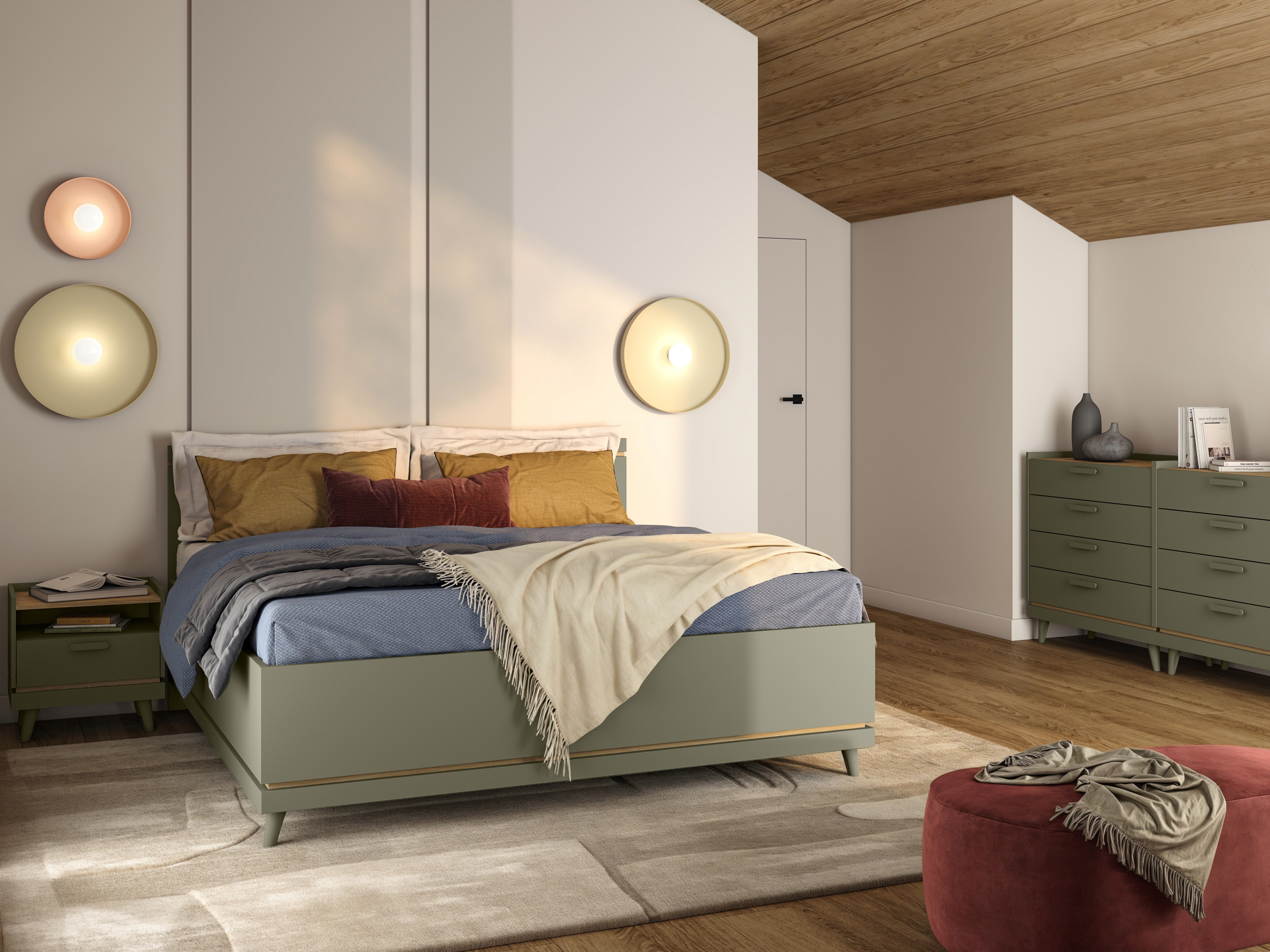 Cama Fertalu 107 (Verde + Roble)