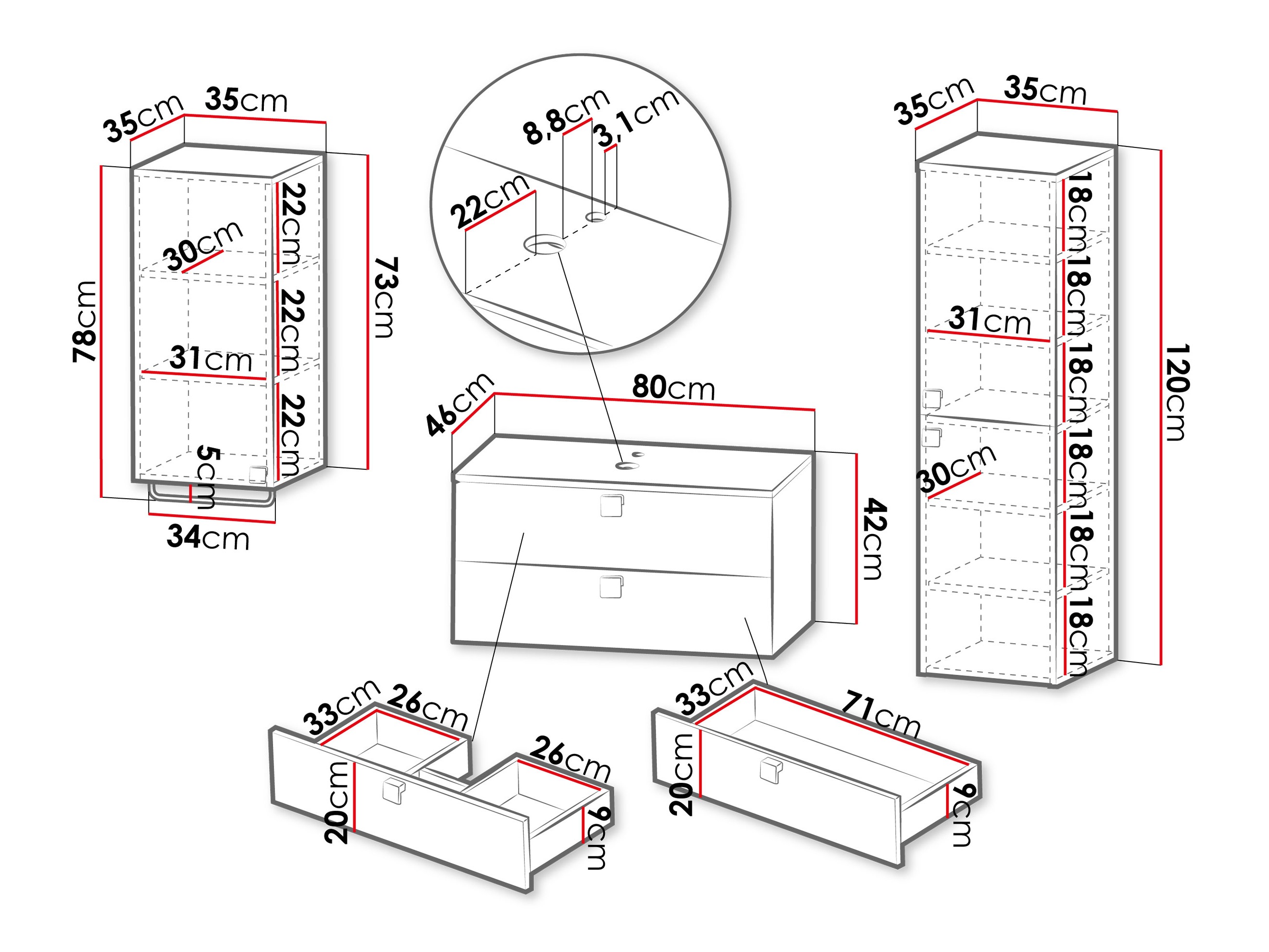 Conjunto de mueble de baño Gratal I