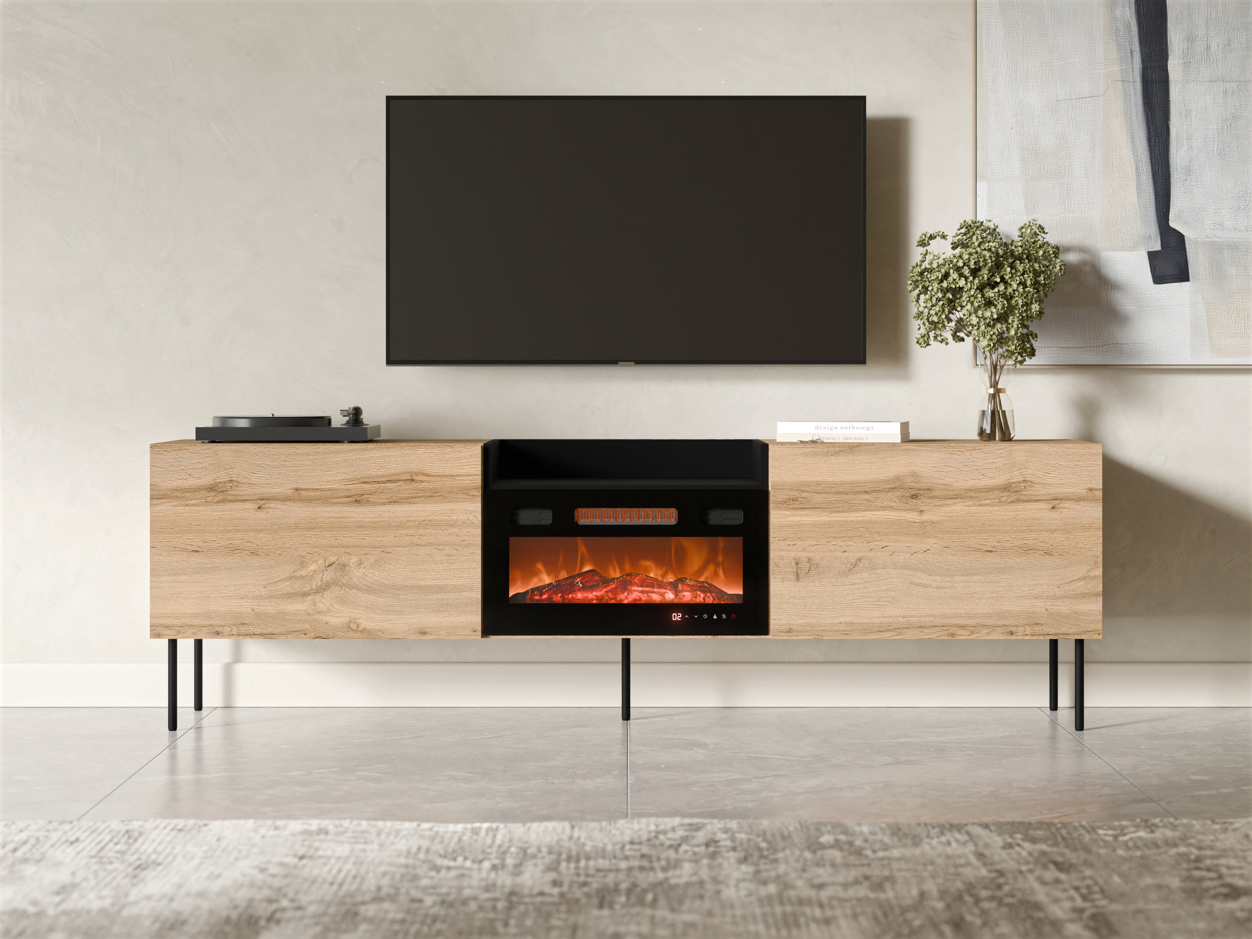 Mueble TV Charlotte 216 (Roble wotan + Negro)