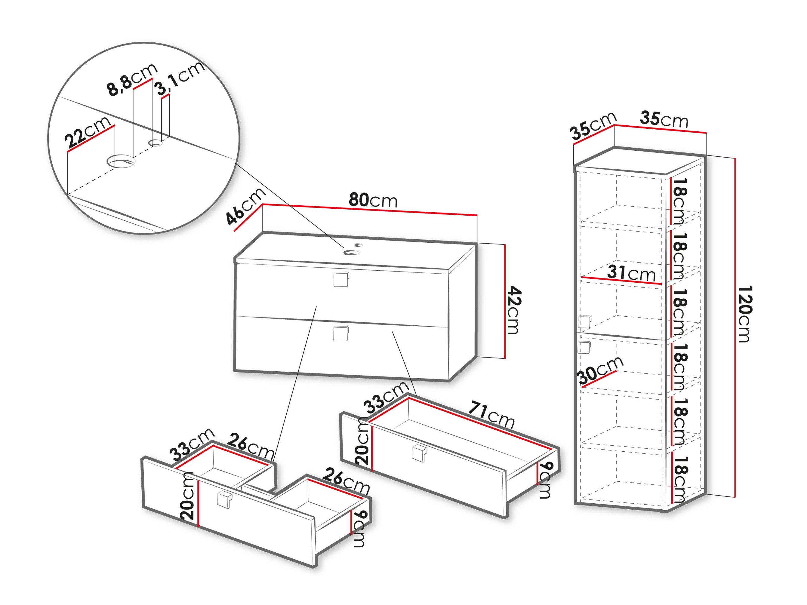 Conjunto de mueble de baño Gratal III