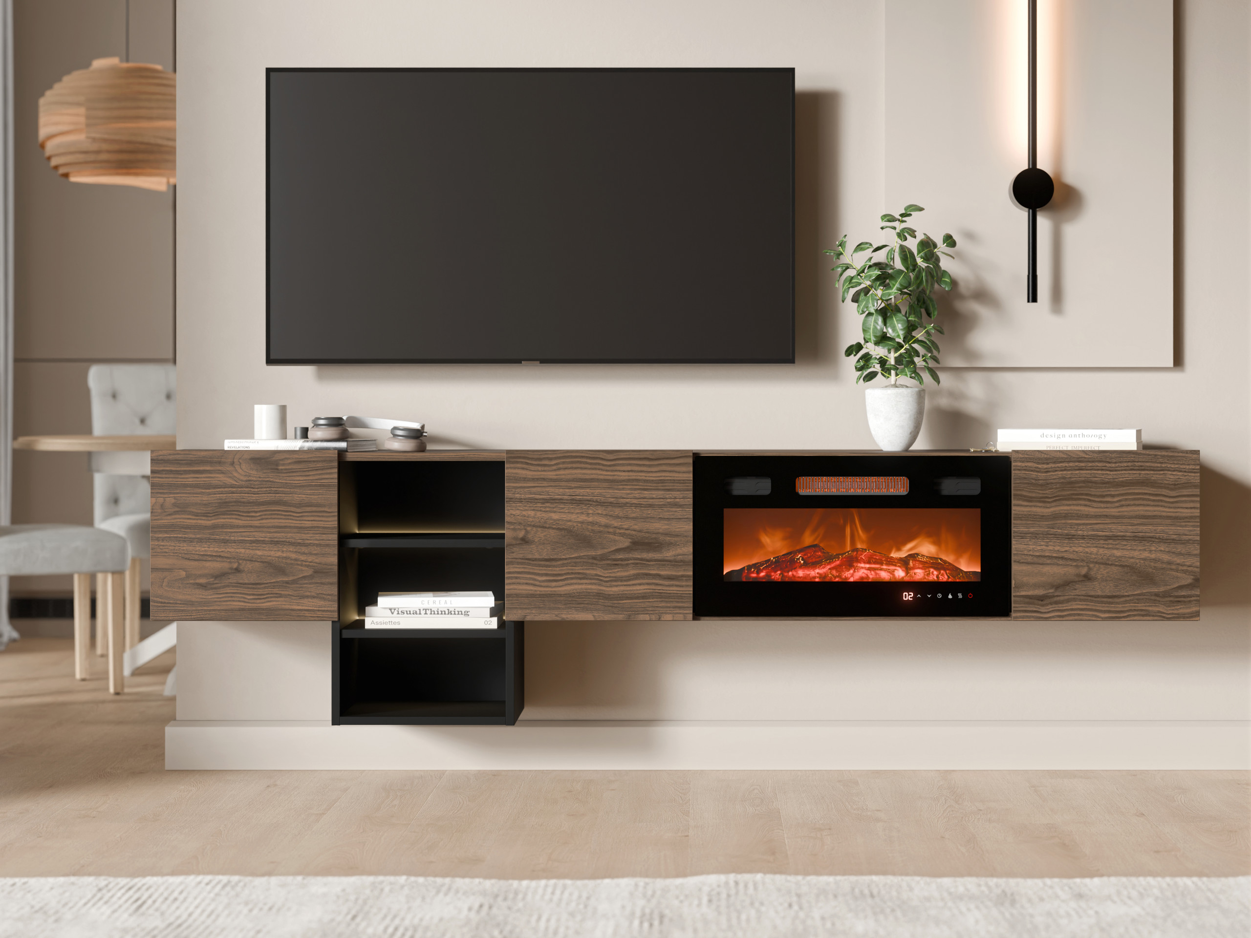 Mueble TV Charlotte 218 (Nogal + Negro)