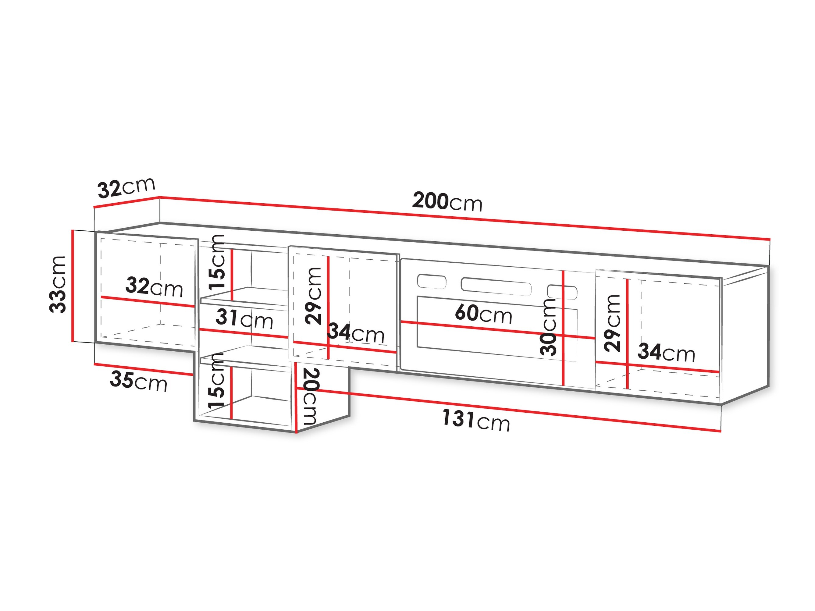 Mueble TV Charlotte 218 (Nogal + Negro)