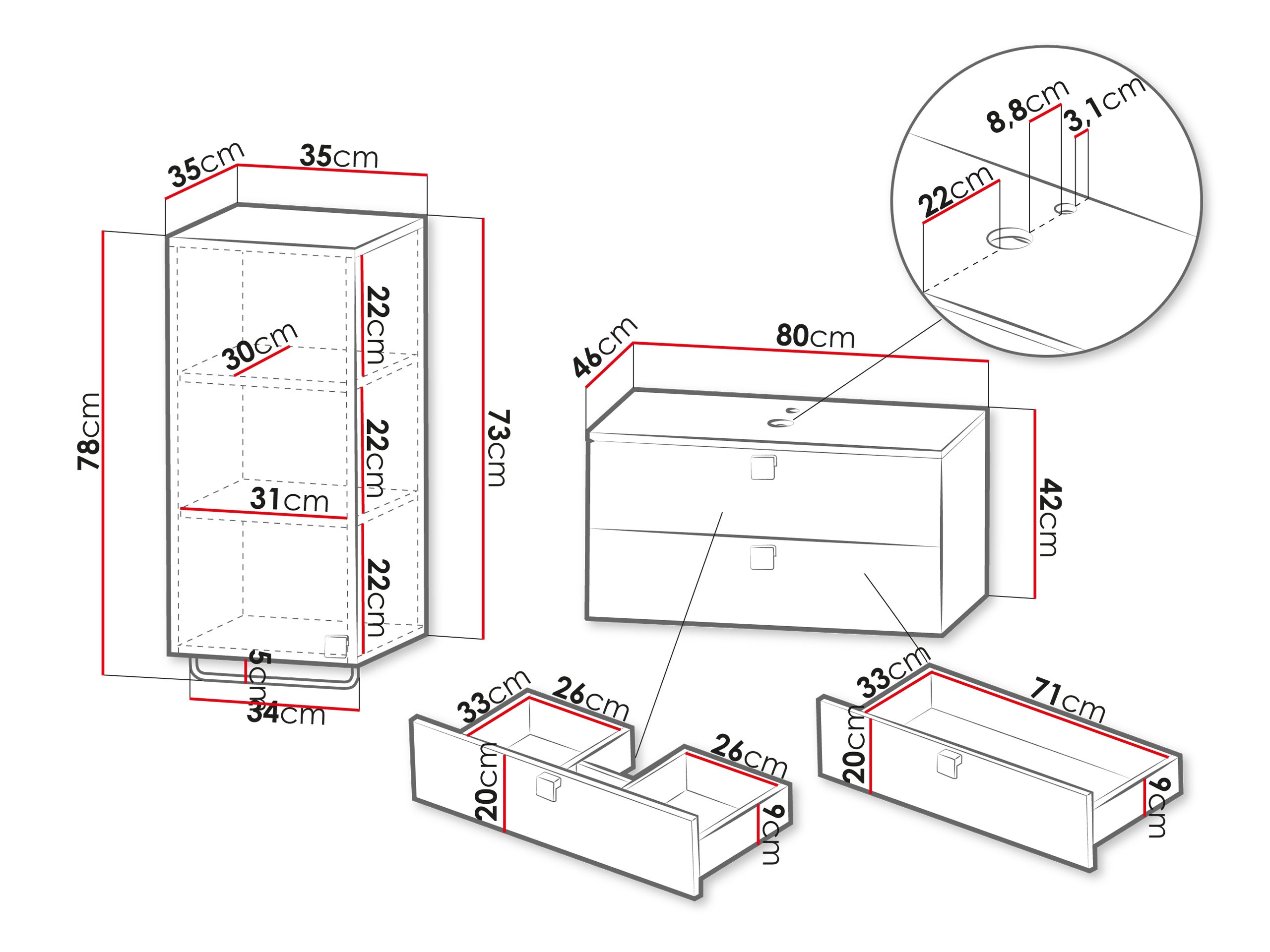 Conjunto de mueble de baño Gratal IV