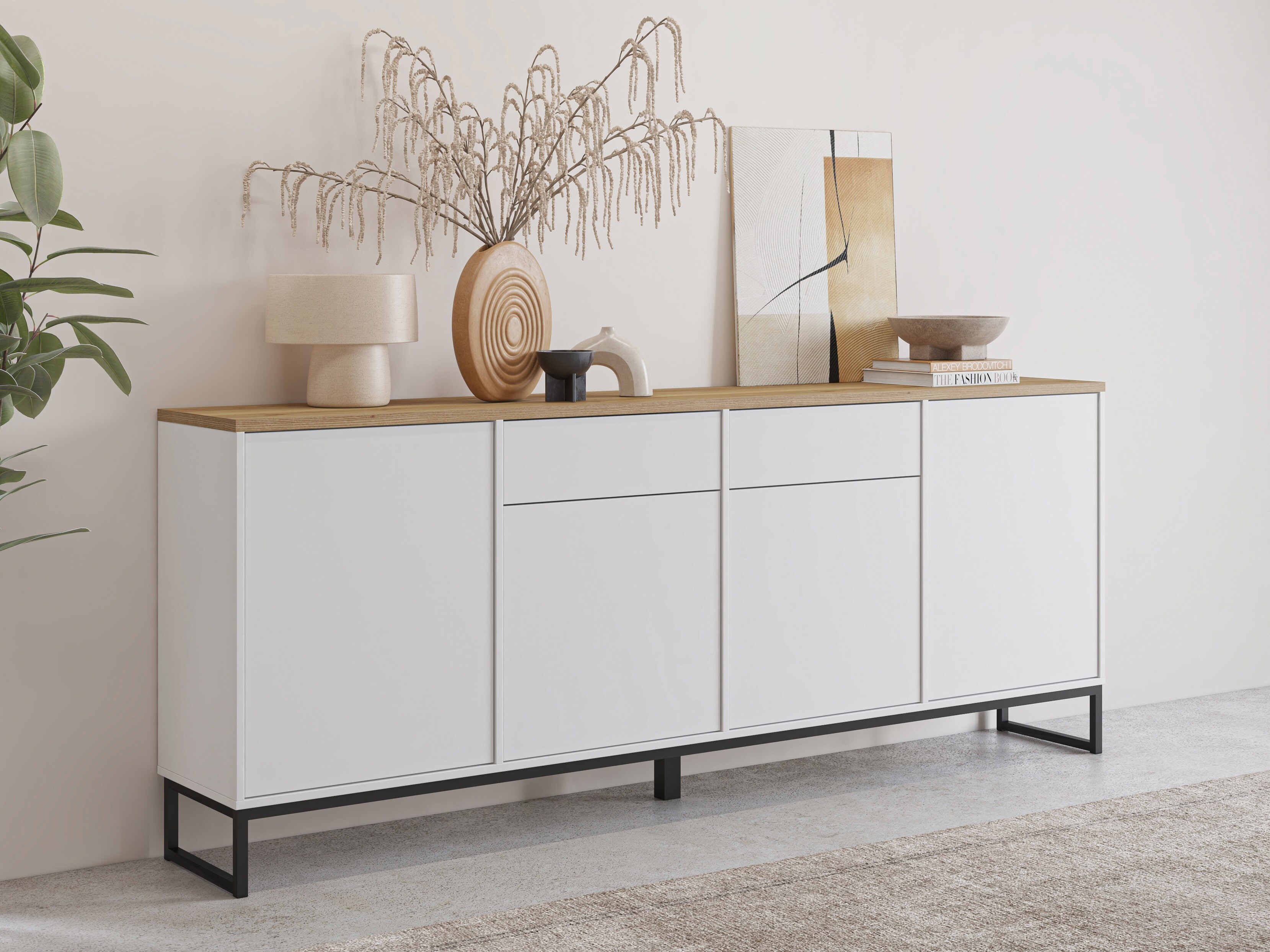 Cómoda Camtolo 102 (Blanco + Roble claro)