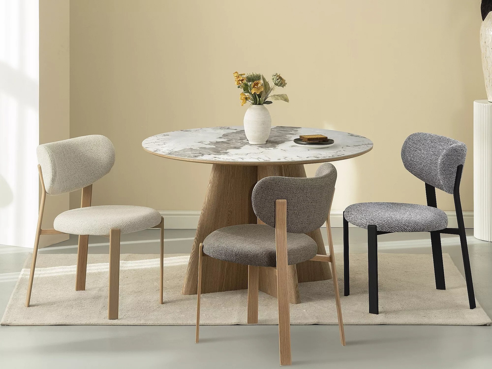 Mesa Detroit 1073 (Motivo de piedra + Roble)
