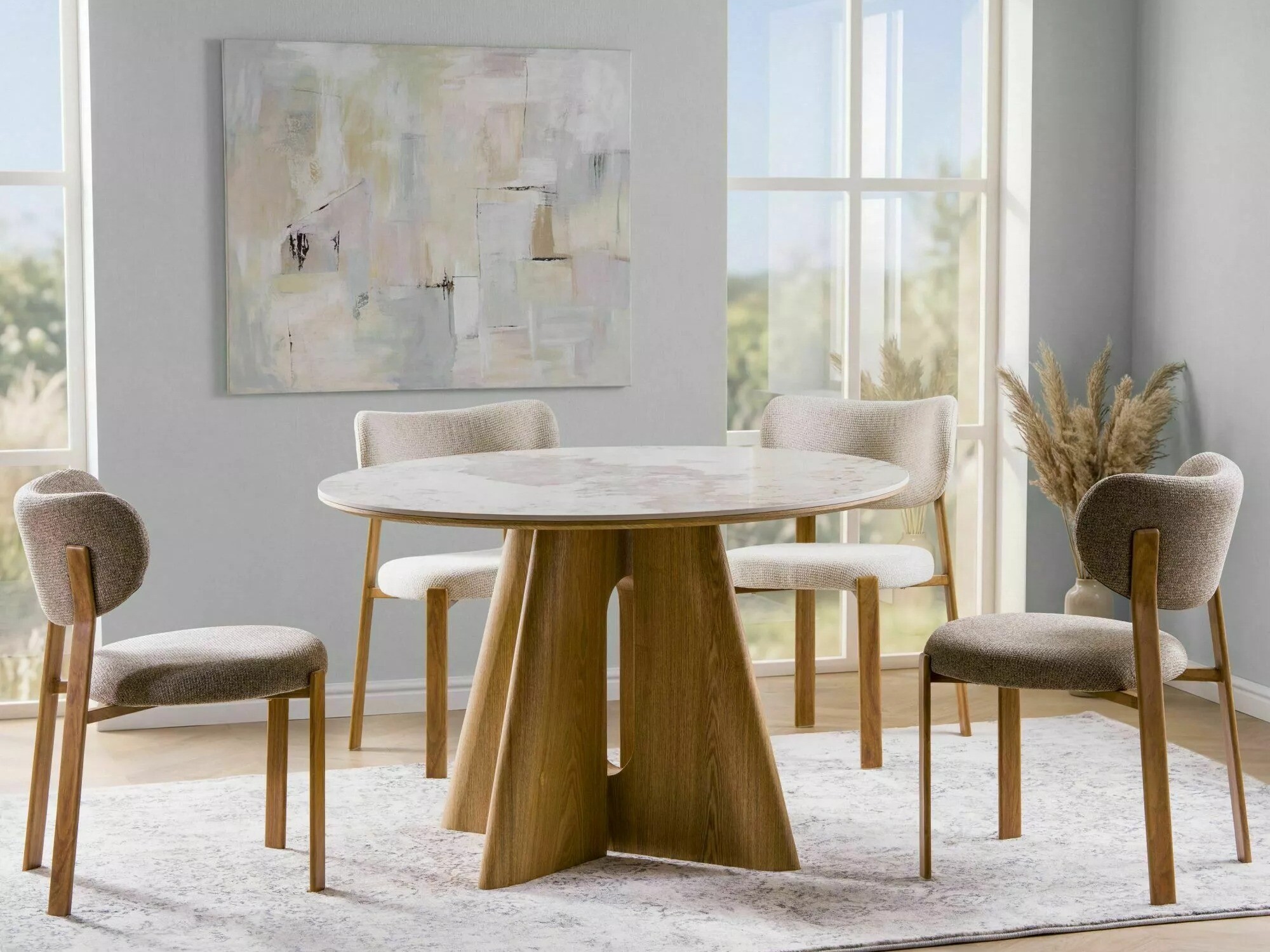 Mesa Detroit 1073 (Motivo de piedra + Roble)