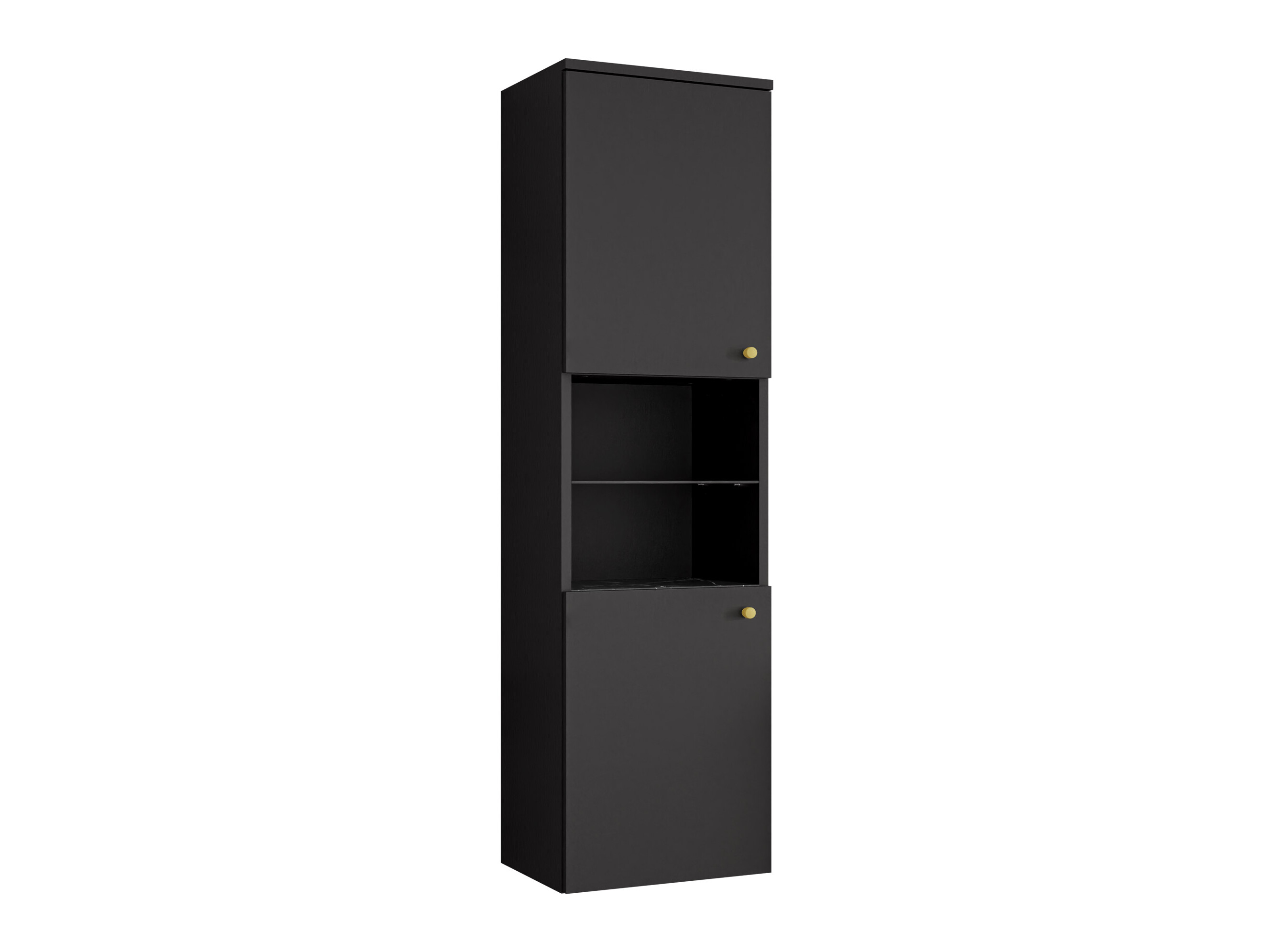 Armario colgante para baño Salus (Negro + Mármol negro)
