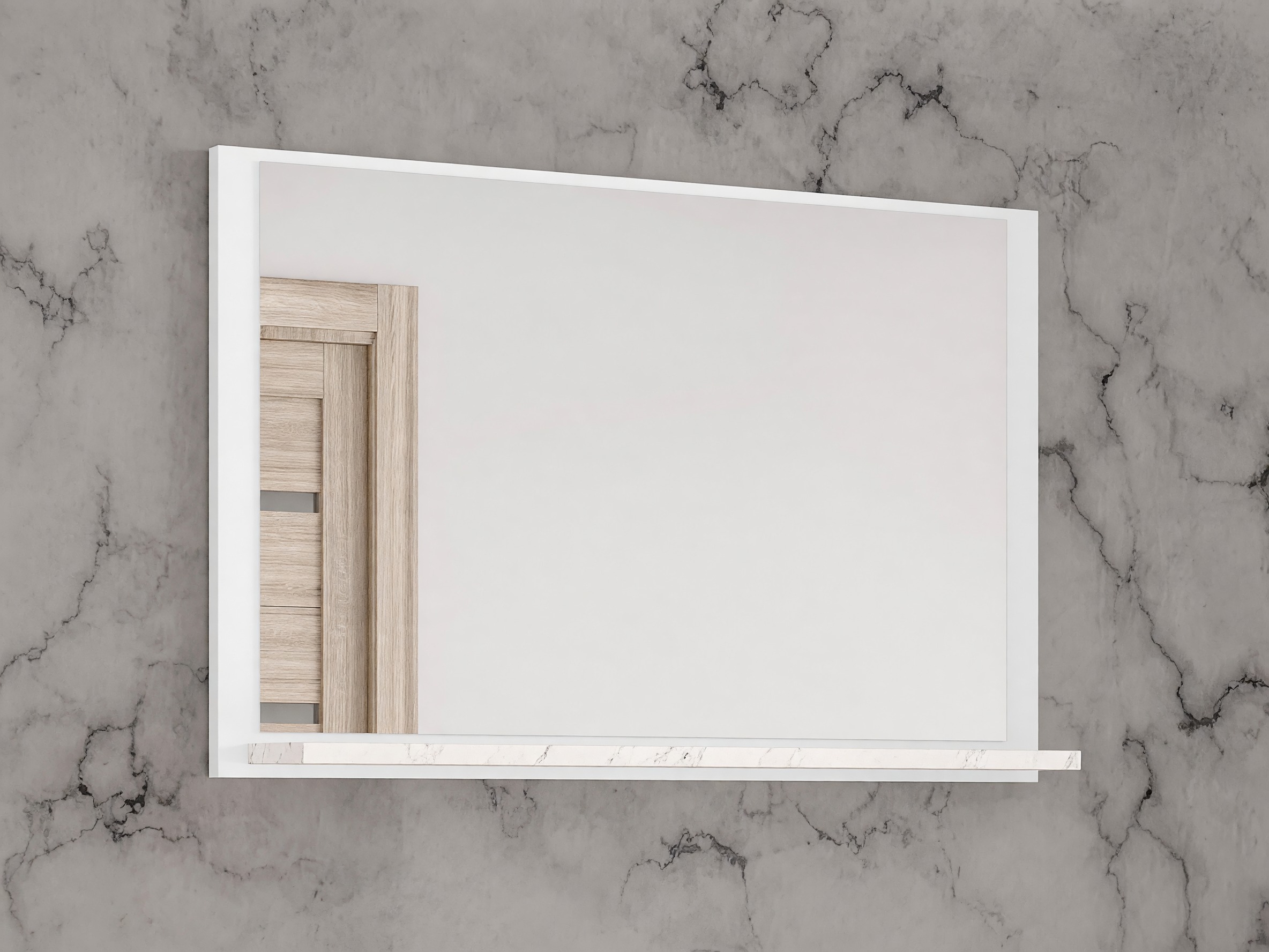 Espejo para baño Salus (Blanco + Mármol blanco)