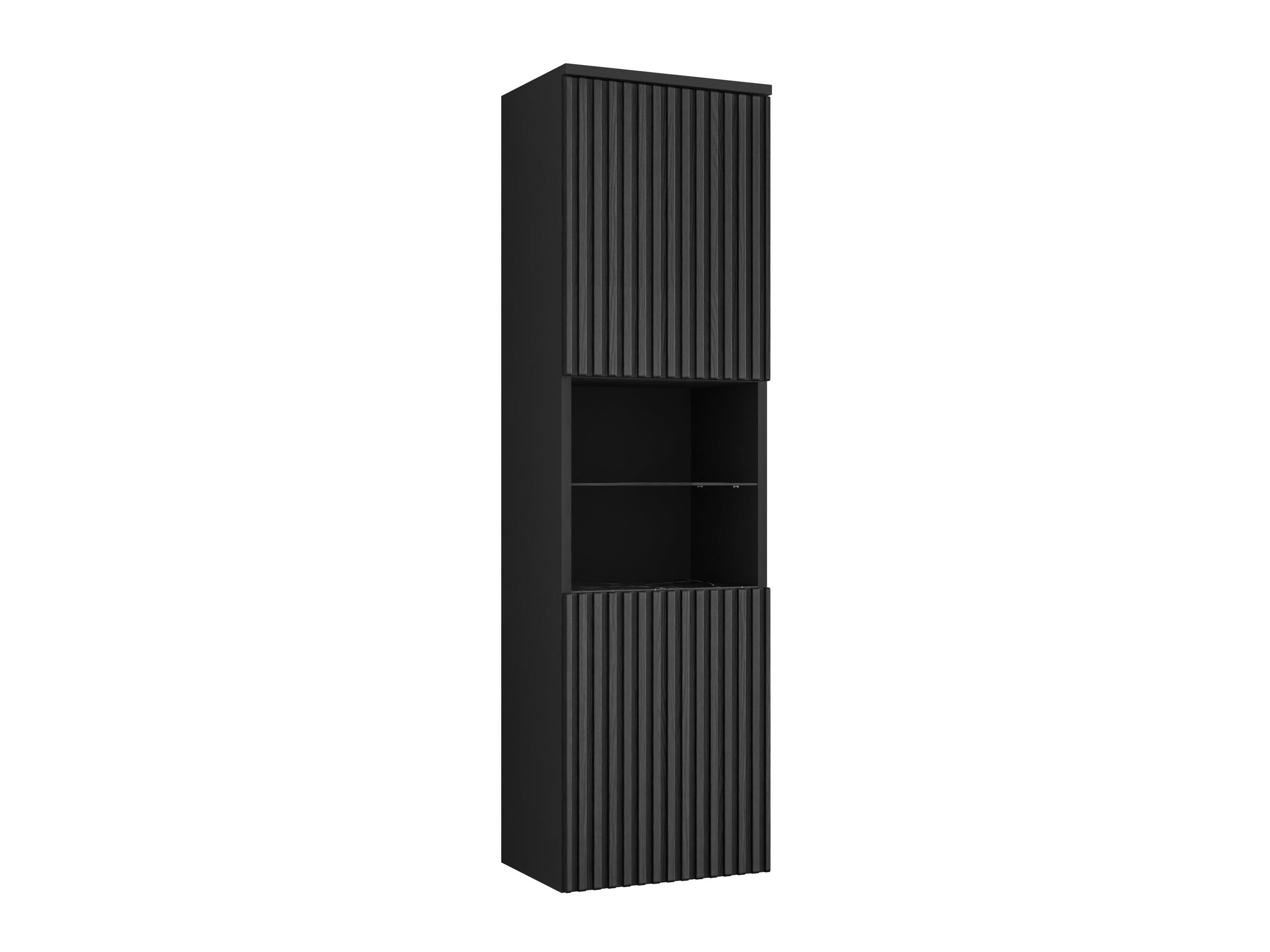 Armario colgante para baño Nauta (Negro + Mármol negro)