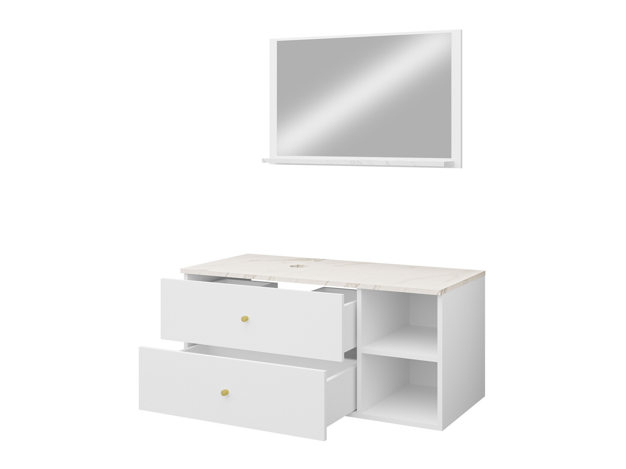 Conjunto de mueble de baño Salus I (Negro + Mármol negro)