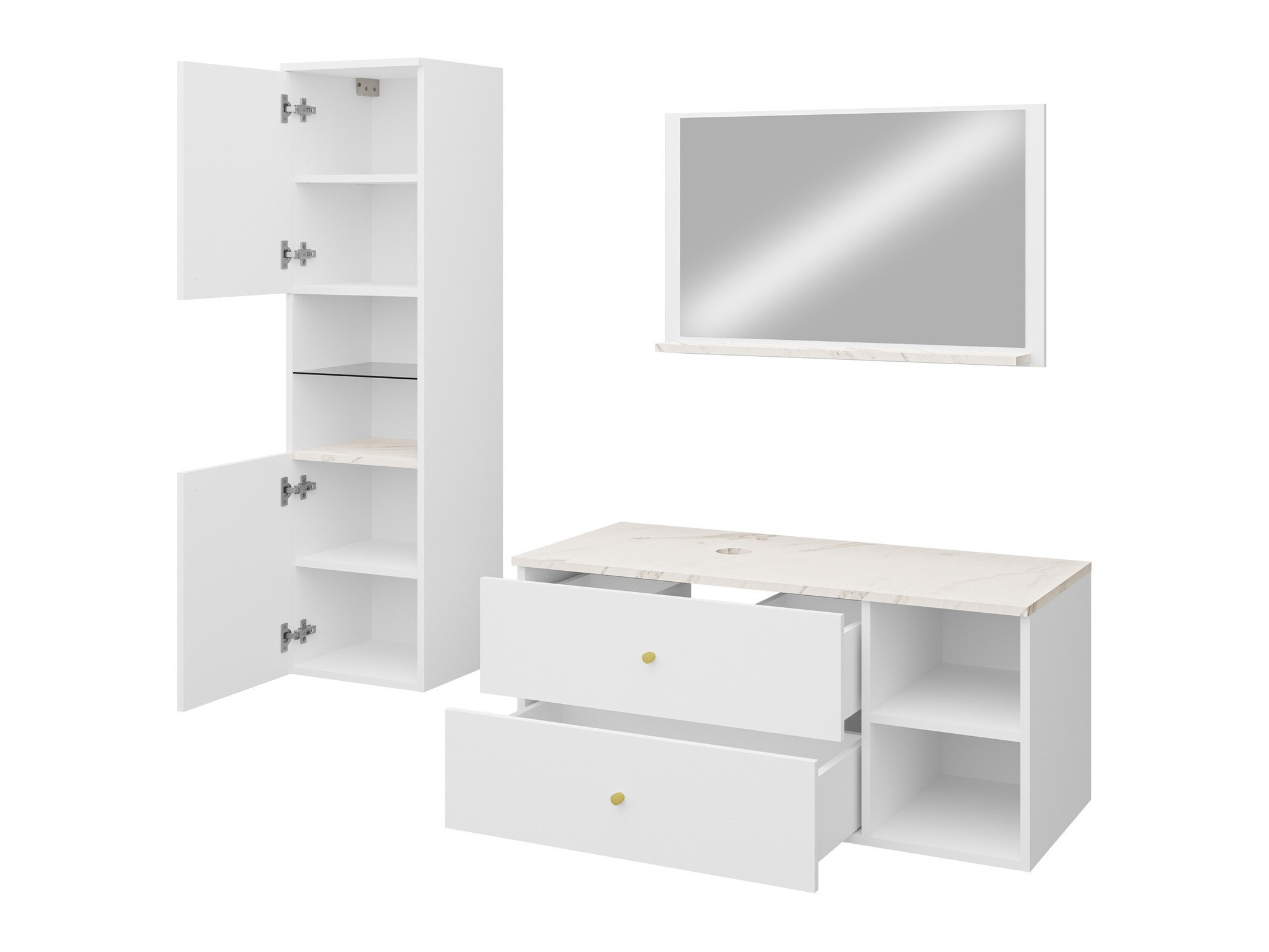 Conjunto de mueble de baño Salus II (Negro + Mármol negro)