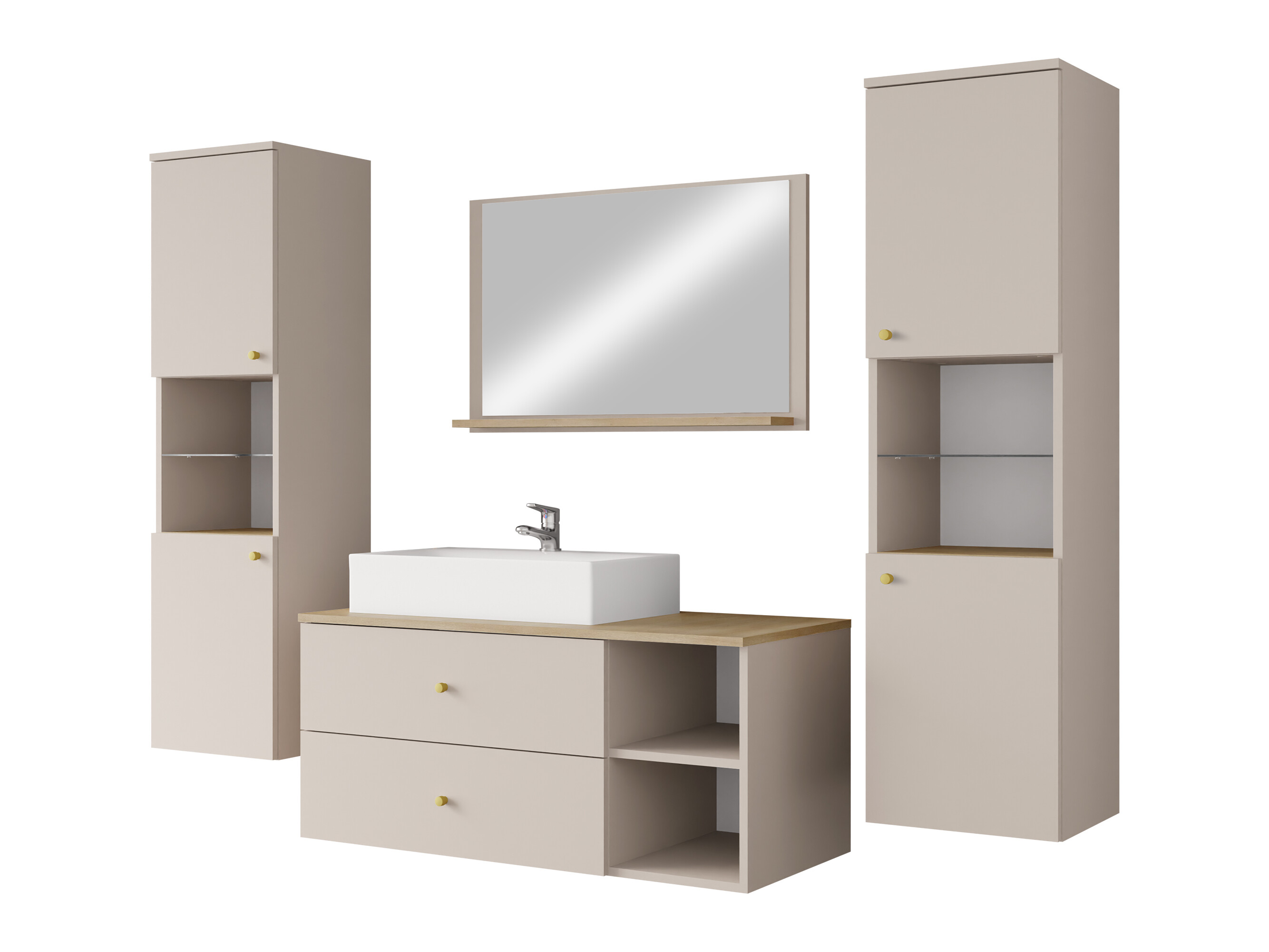 Conjunto de mueble de baño Salus III (Cachemira + Roble Cremona)