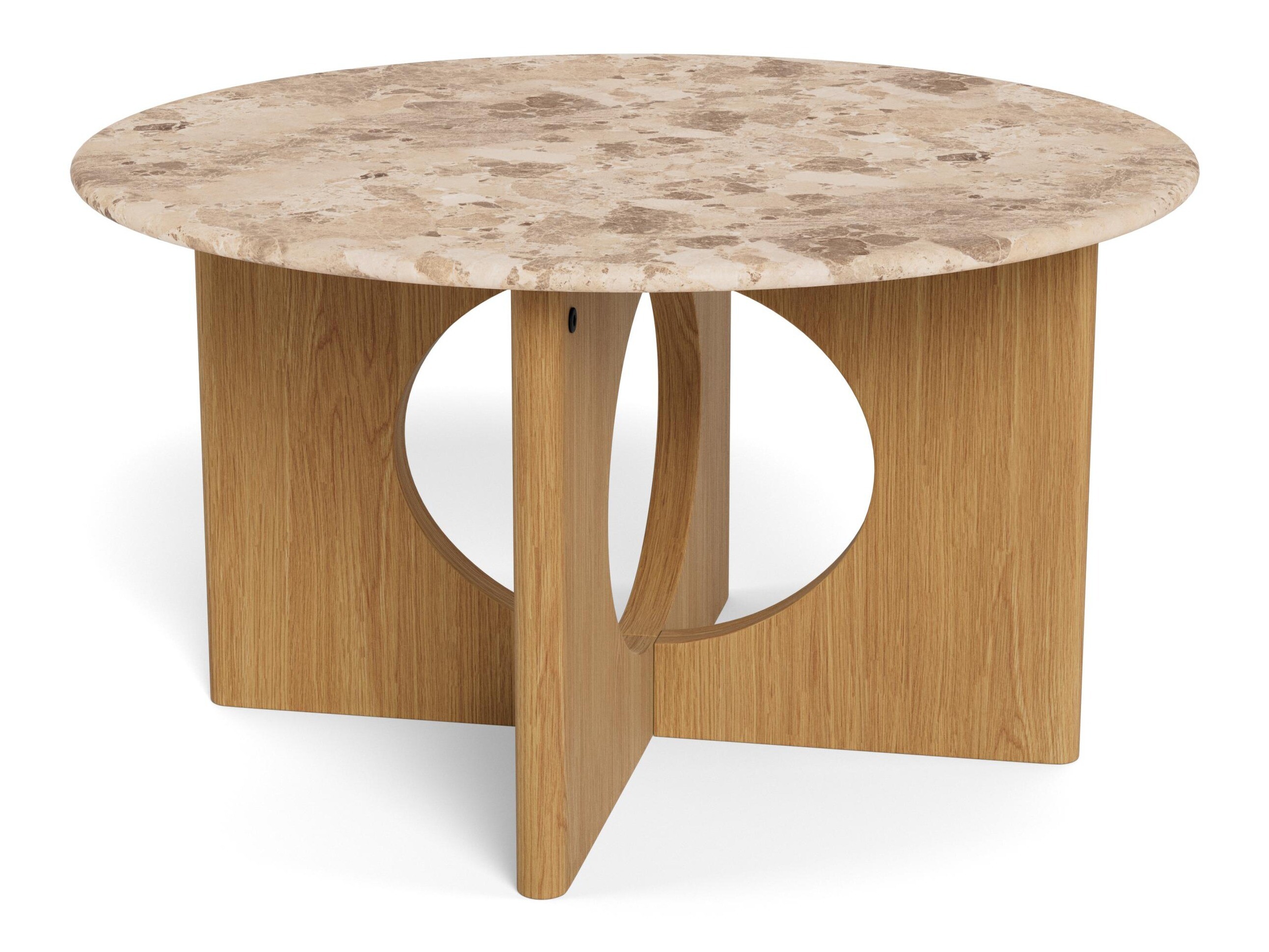 Mesa de centro Norsica 1112 (Roble claro + Mármol marrón)