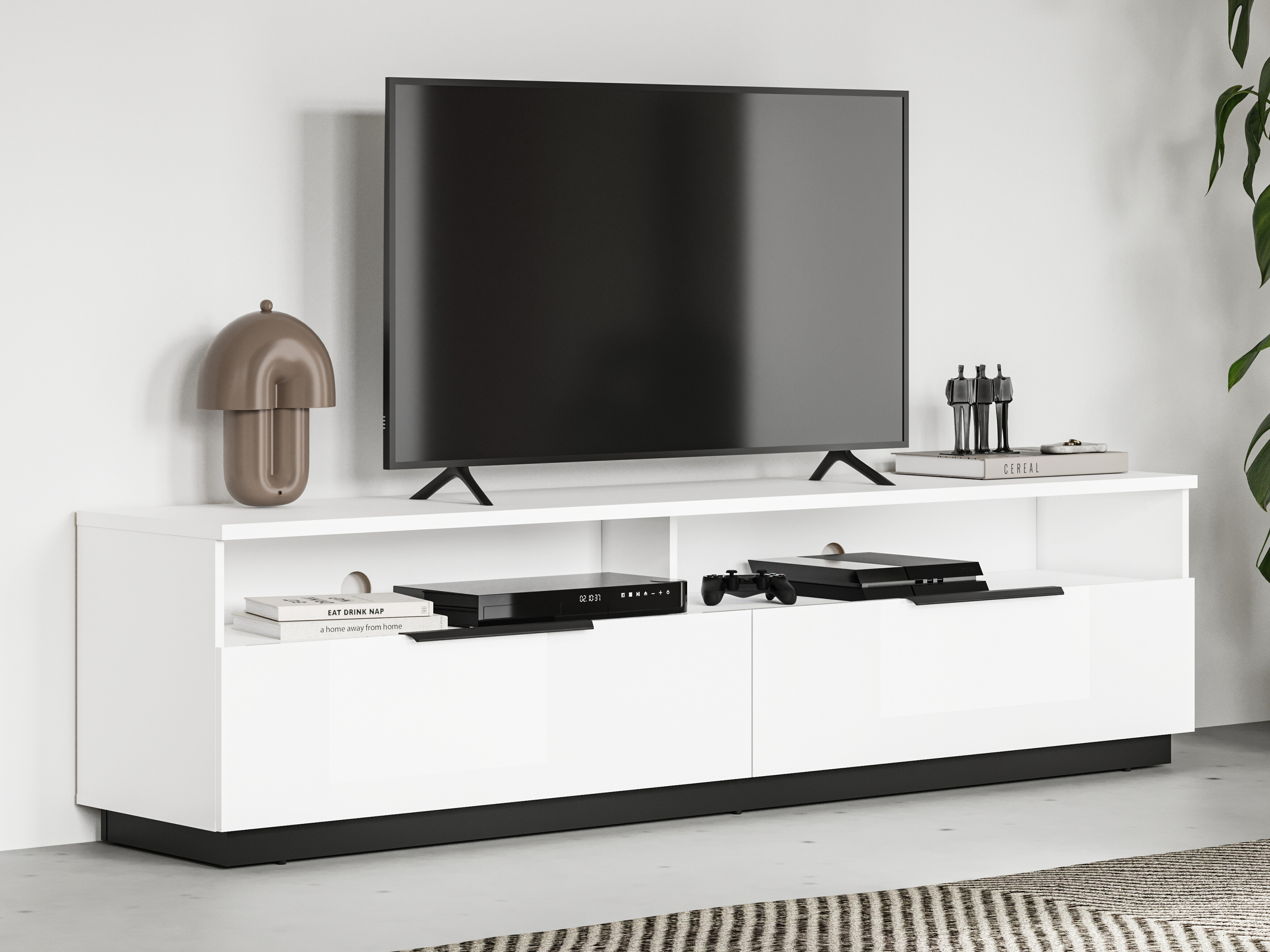 Mueble TV Talevaro 102 (Blanco + Blanco brillante)