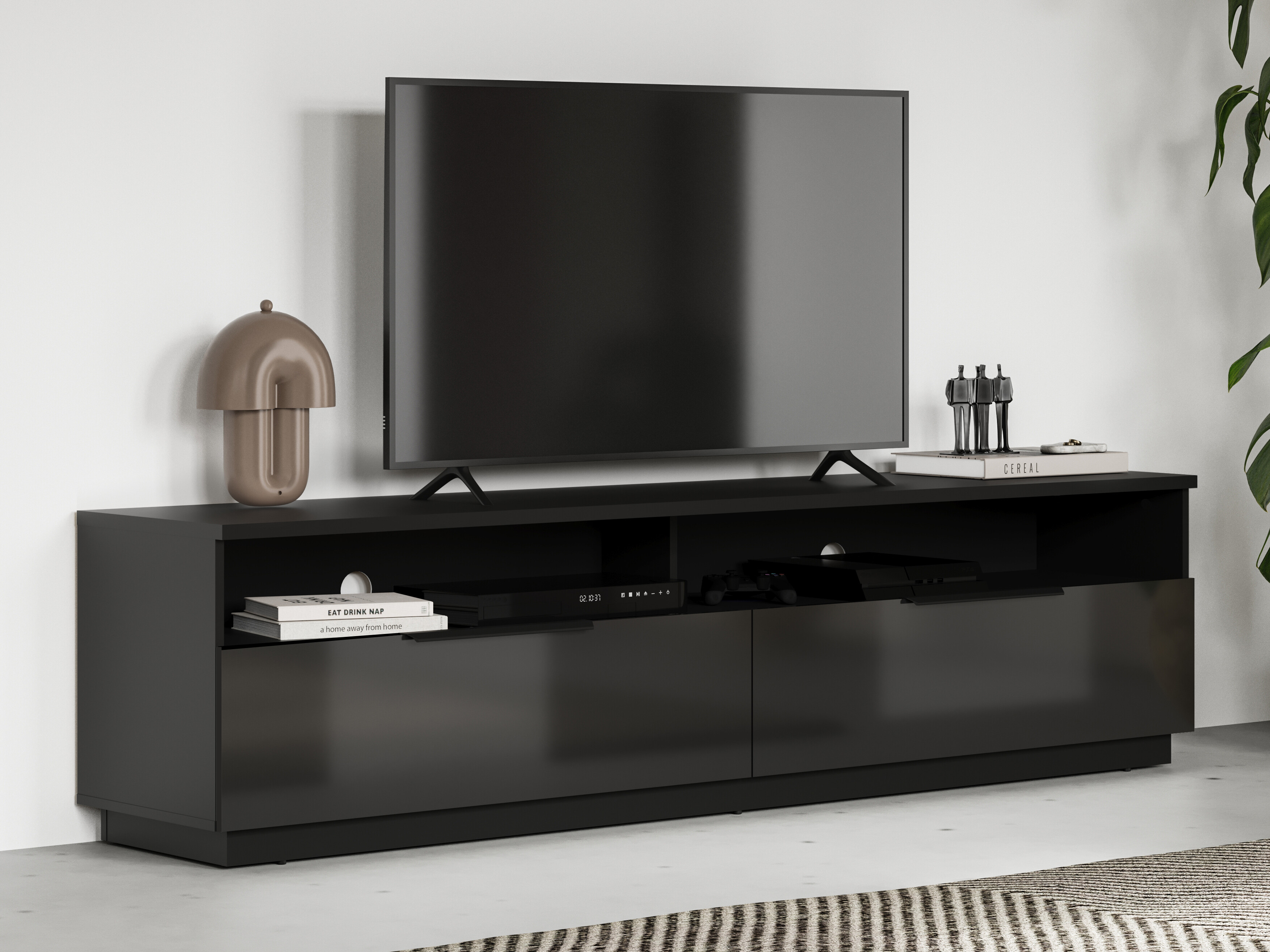 Mueble TV Talevaro 102 (Negro + Negro brillante)
