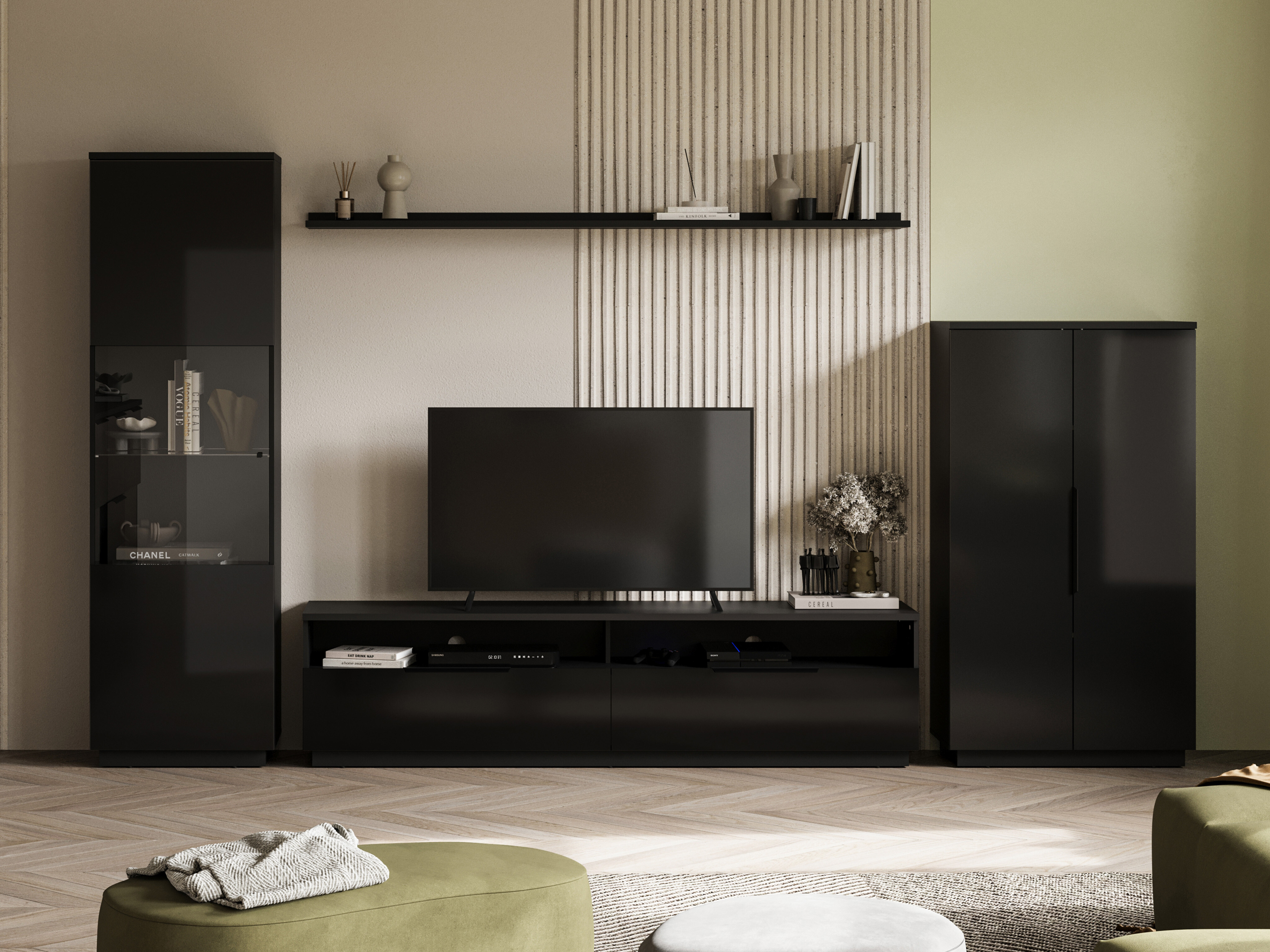 Estantería Talevaro 101 (Negro + Negro brillante)