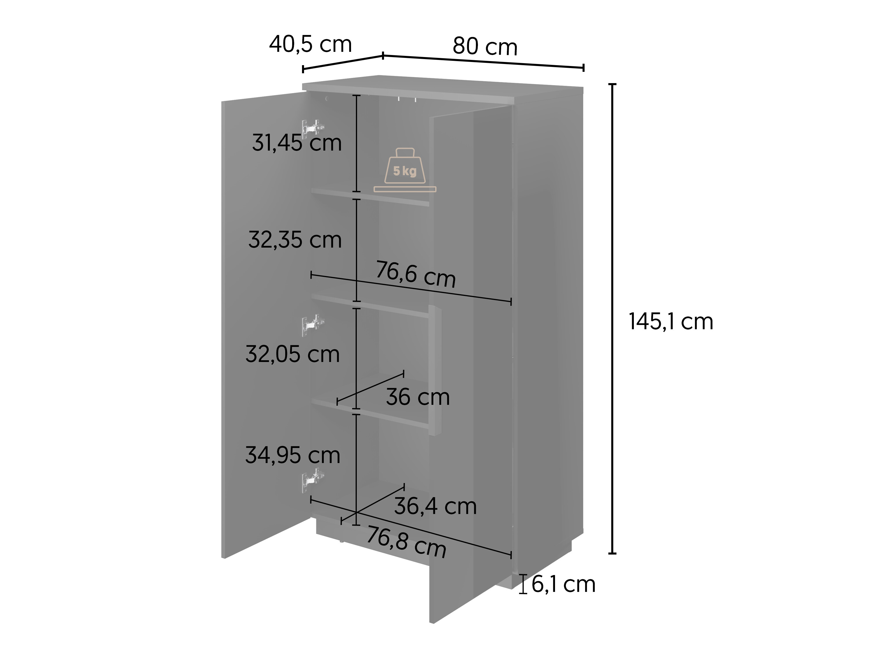Estantería Talevaro 104 (Negro + Negro brillante)