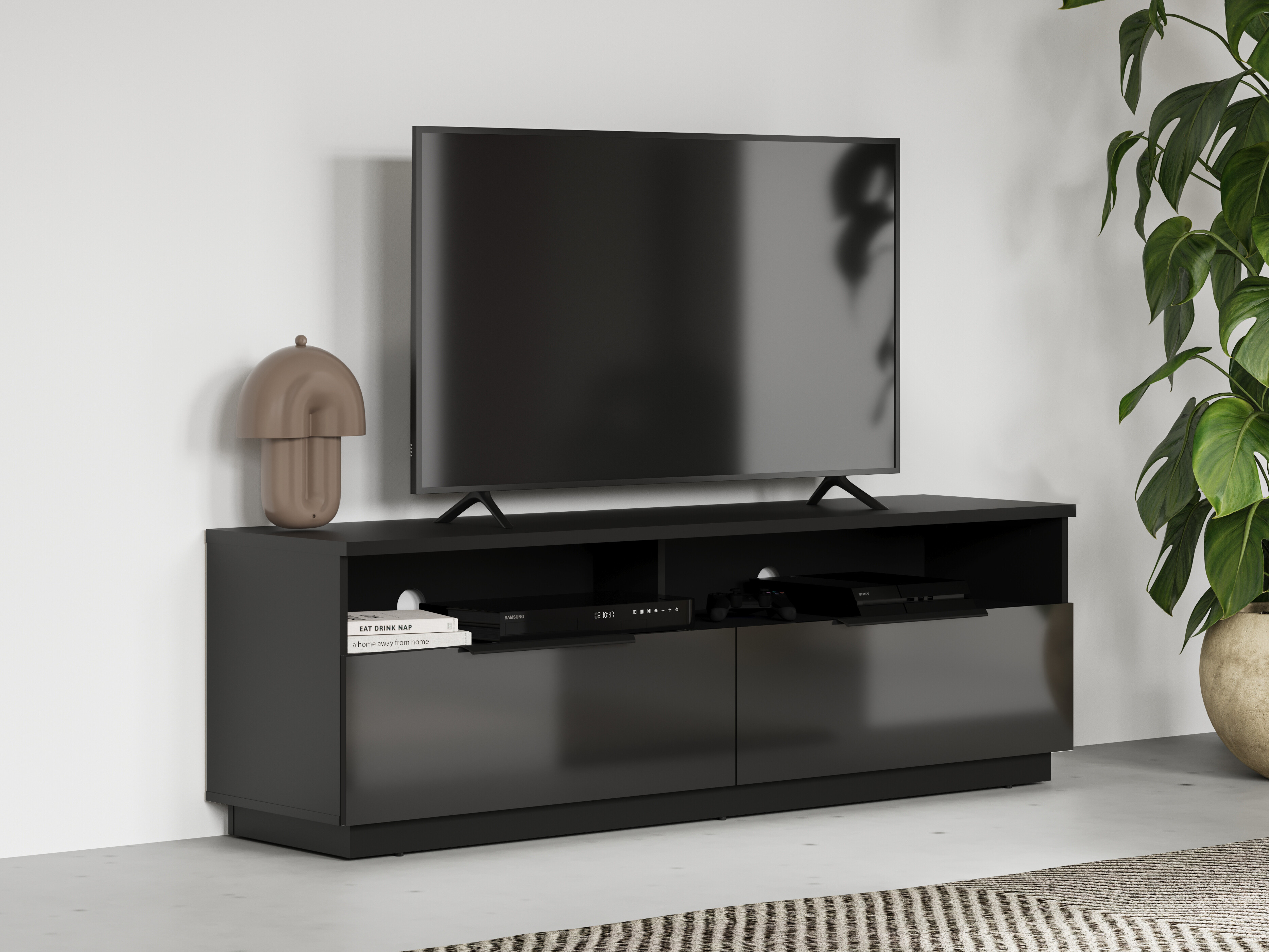 Mueble TV Talevaro 103 (Negro + Negro brillante)