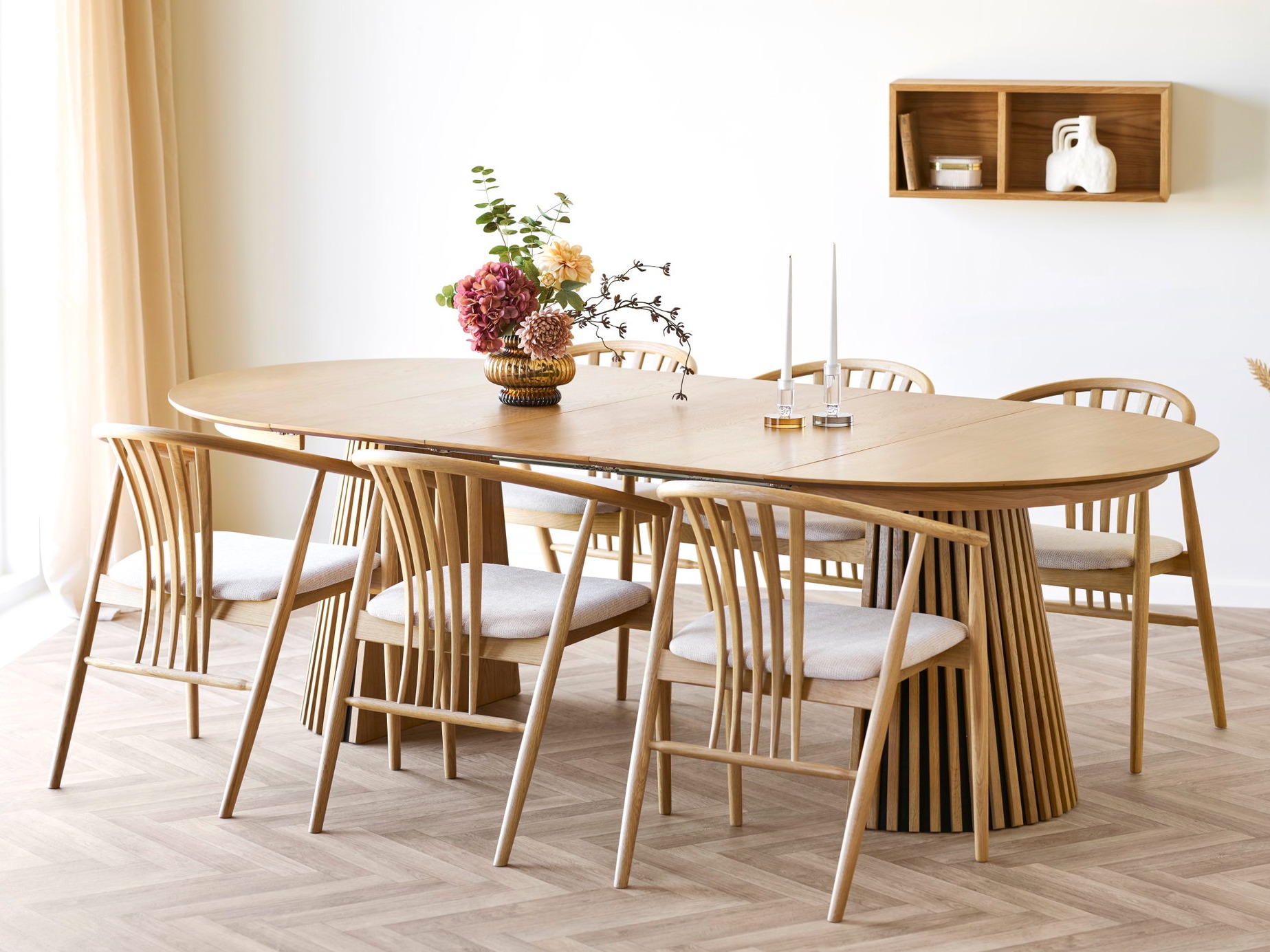 Conjunto de mesas y sillas para comedor Brea 392 (Roble)