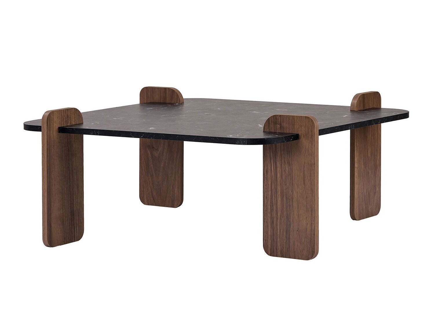 Mesa de centro Novato 169 (Mármol negro + Nogal)