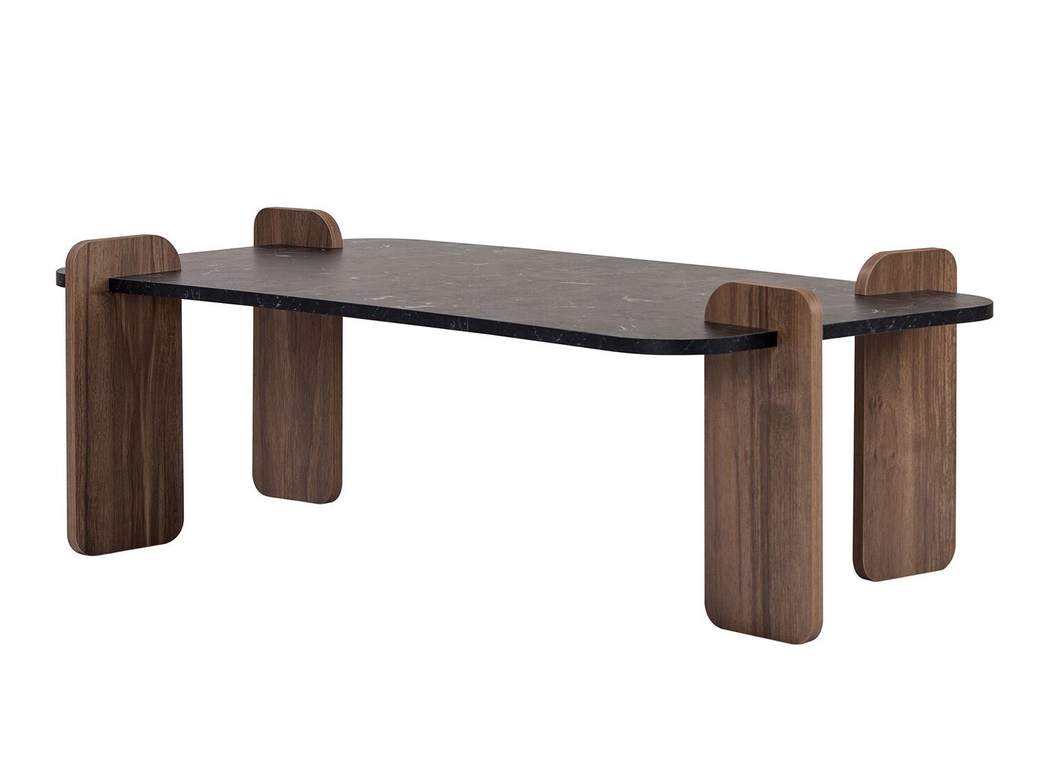 Mesa de centro Novato 170 (Mármol negro + Nogal)