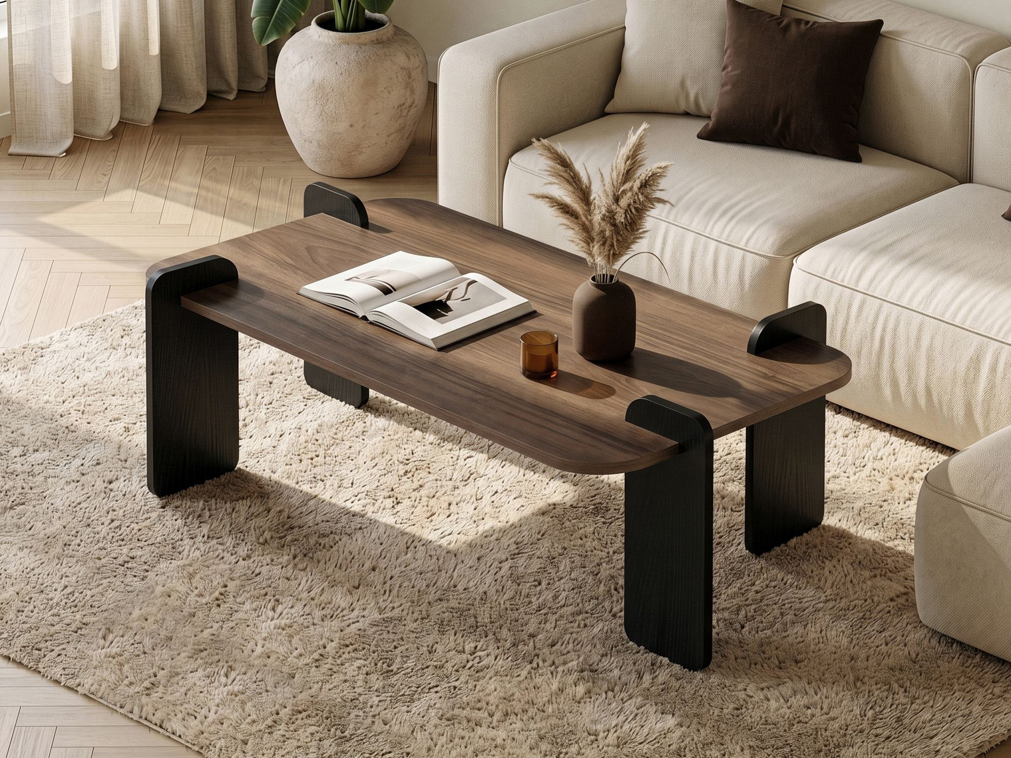 Mesa de centro Novato 170 (Nogal + Negro)