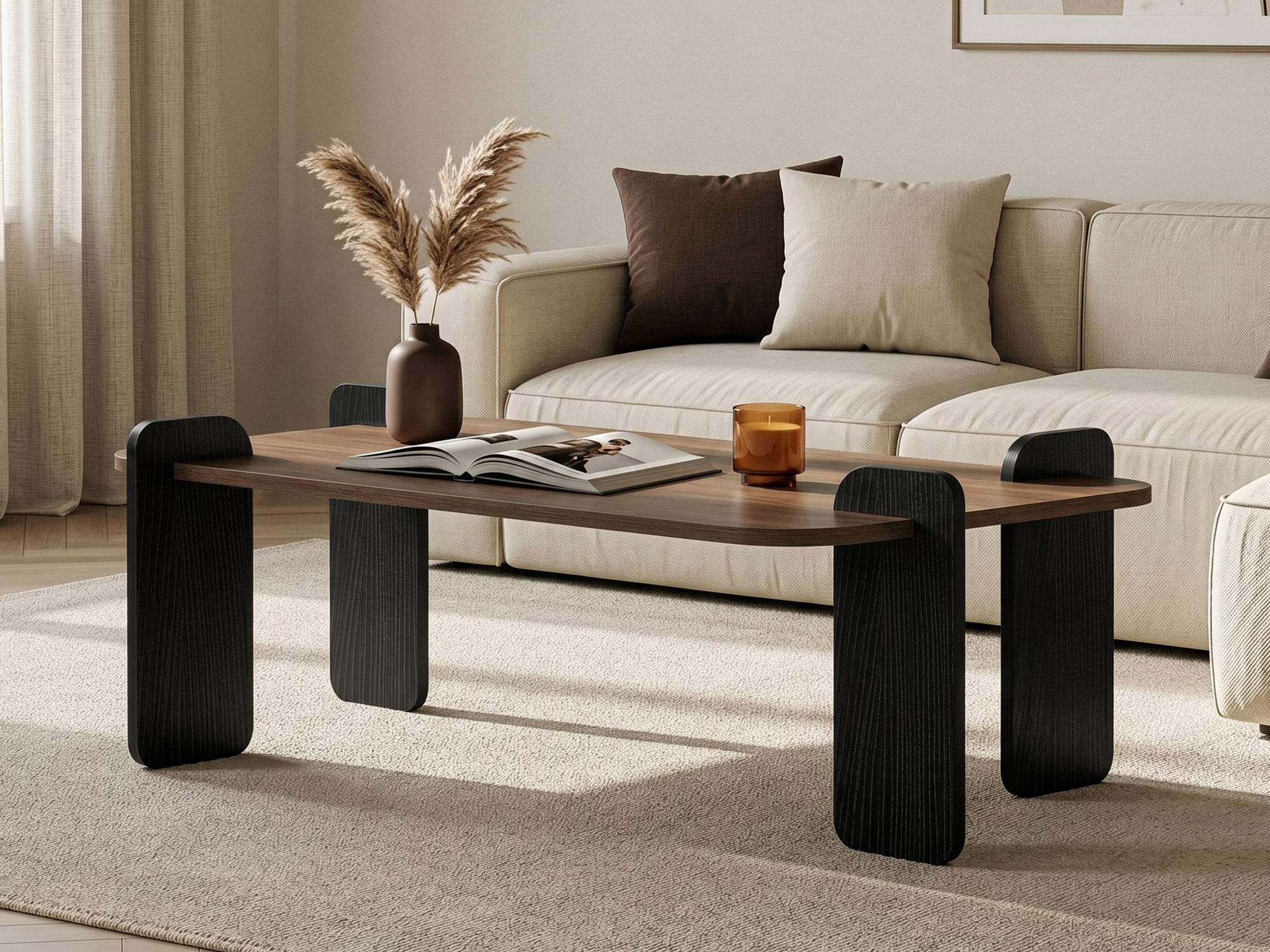 Mesa de centro Novato 170 (Nogal + Negro)