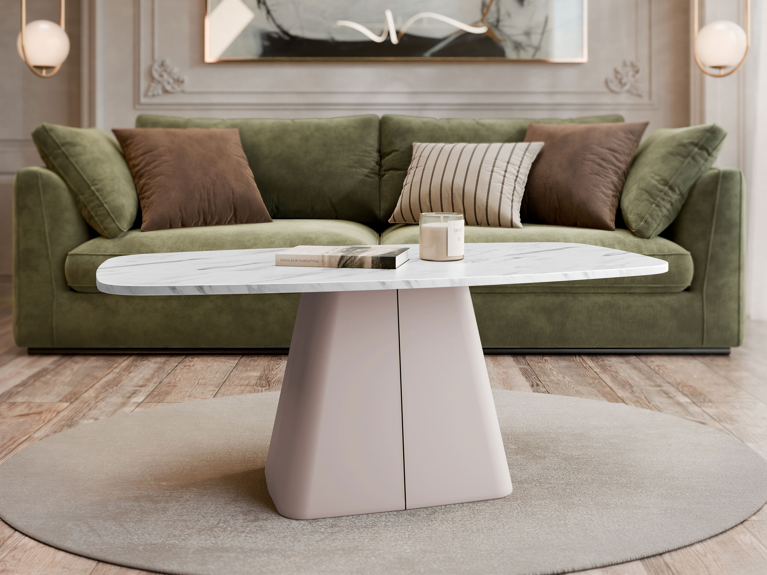 Mesa de centro Oswego 158 (Mármol blanco + Cachemira)
