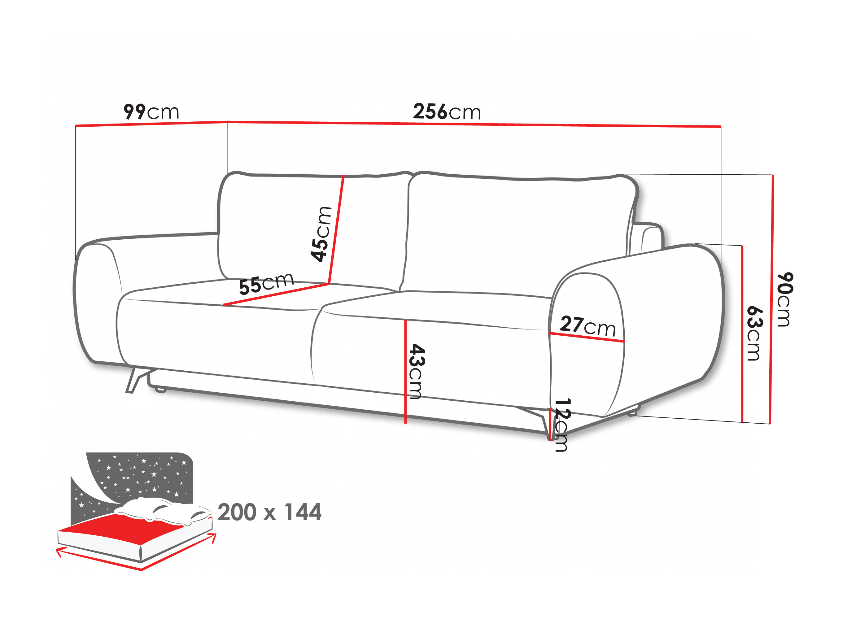 Sofá cama Margate 145 (Bella 05)
