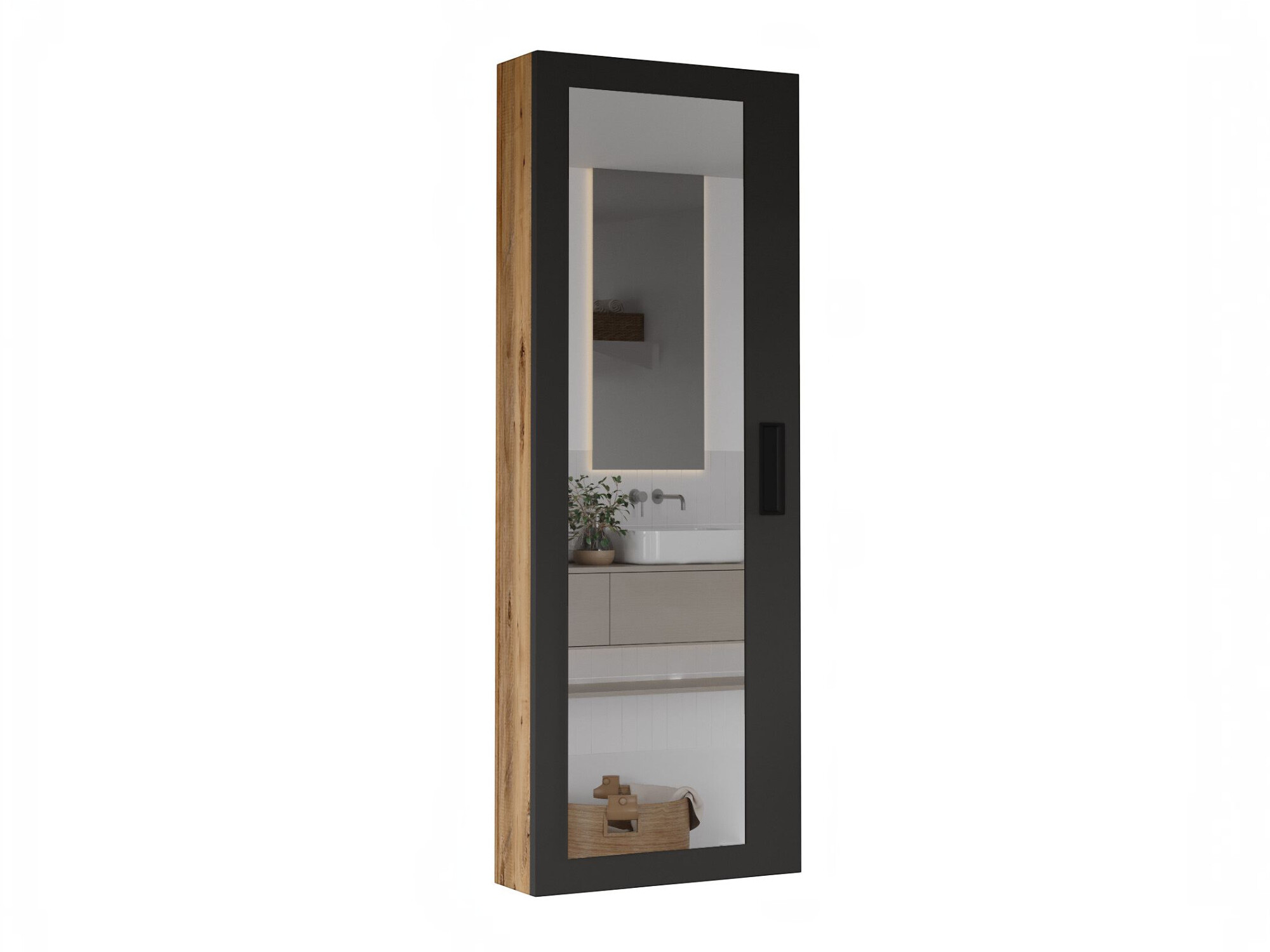 Mueble para baño con espejo Kailua 2856 (Pino + Antracita)