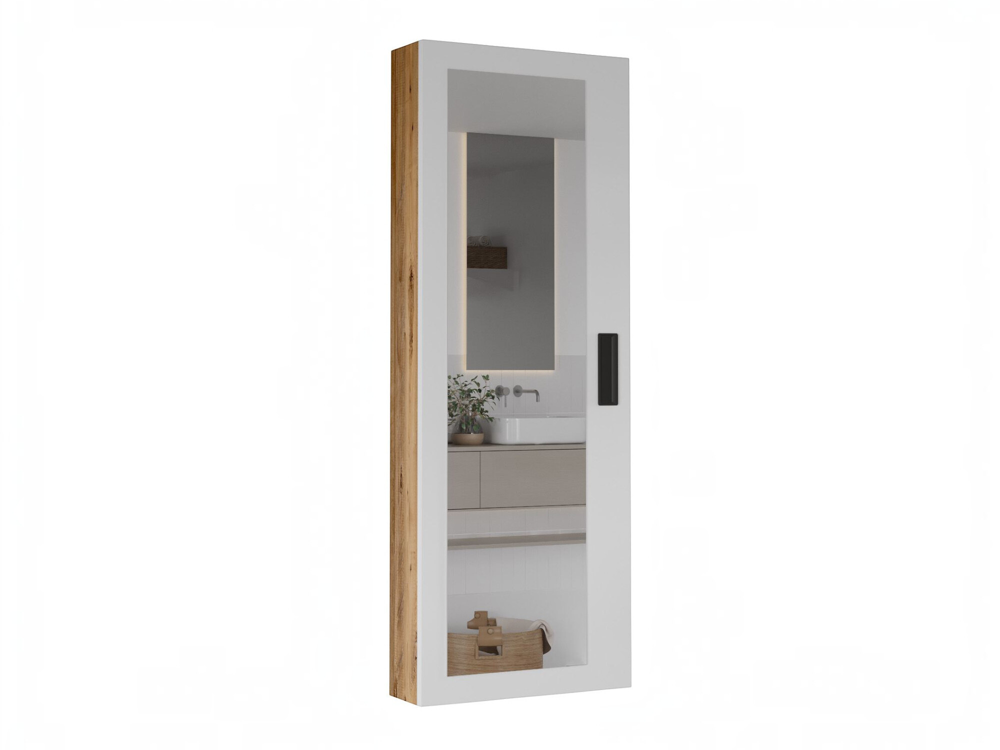 Mueble para baño con espejo Kailua 2856 (Pino + Blanco)