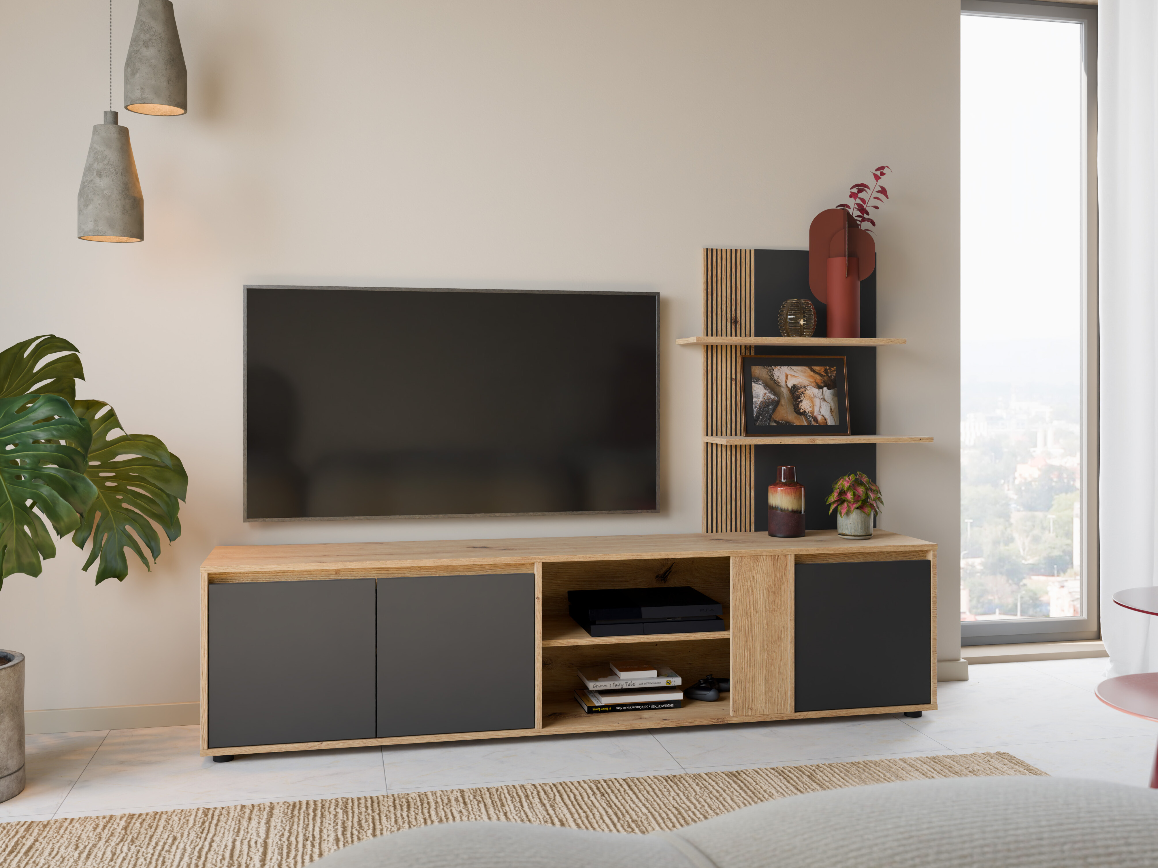 Mueble TV Torcavi 101 (Antracita + Roble Artisan)