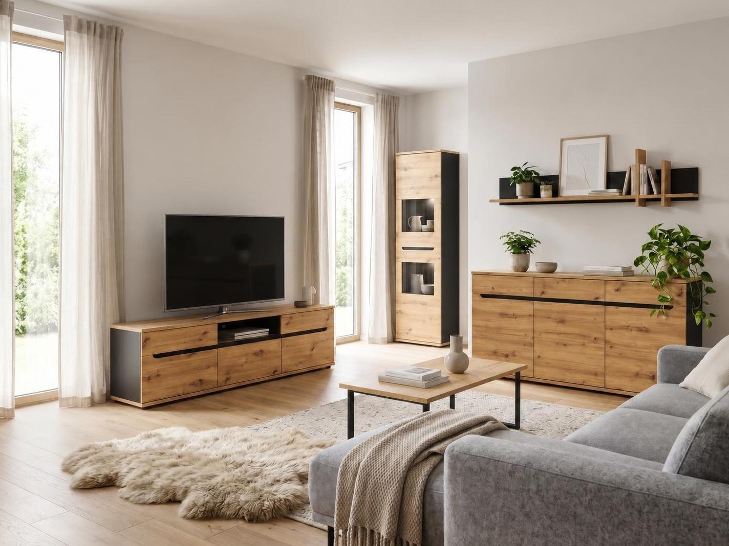 Cómoda Deldori 104 (Roble Artisan + Antracita)