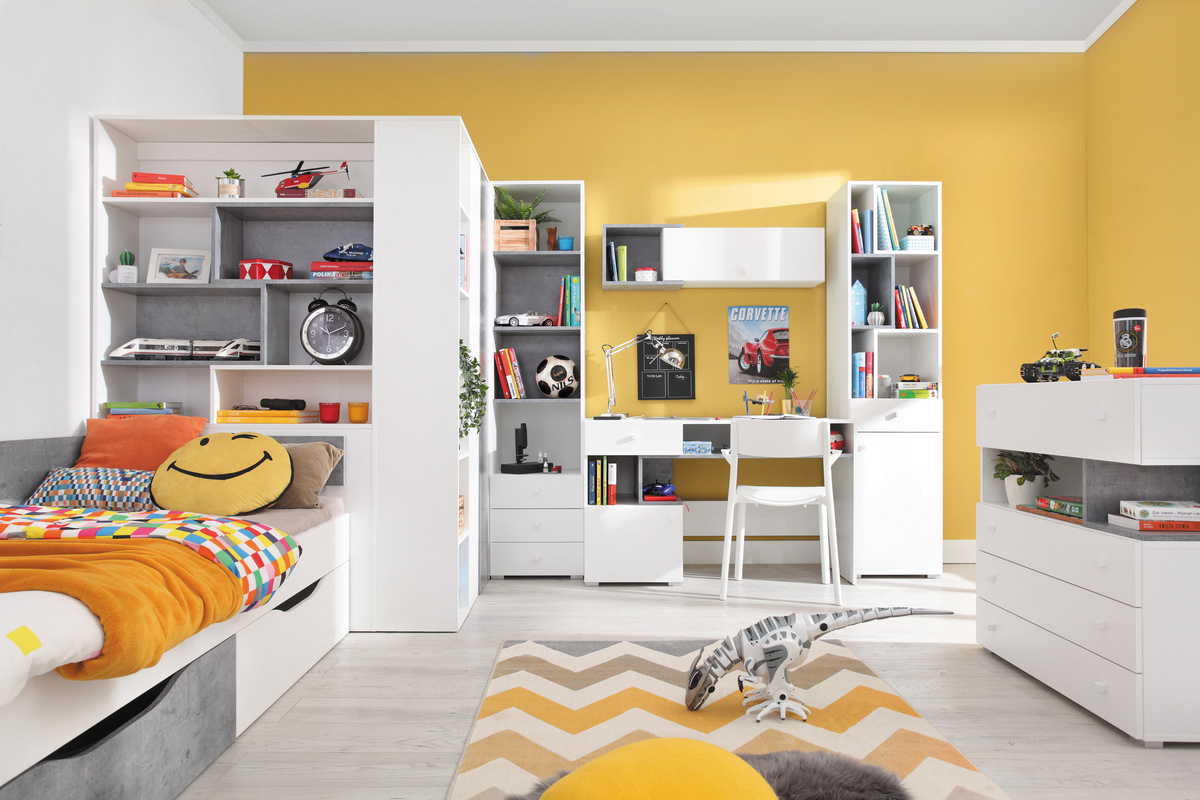 Cómoda Omaha J110 (Blanco + Hormigón)