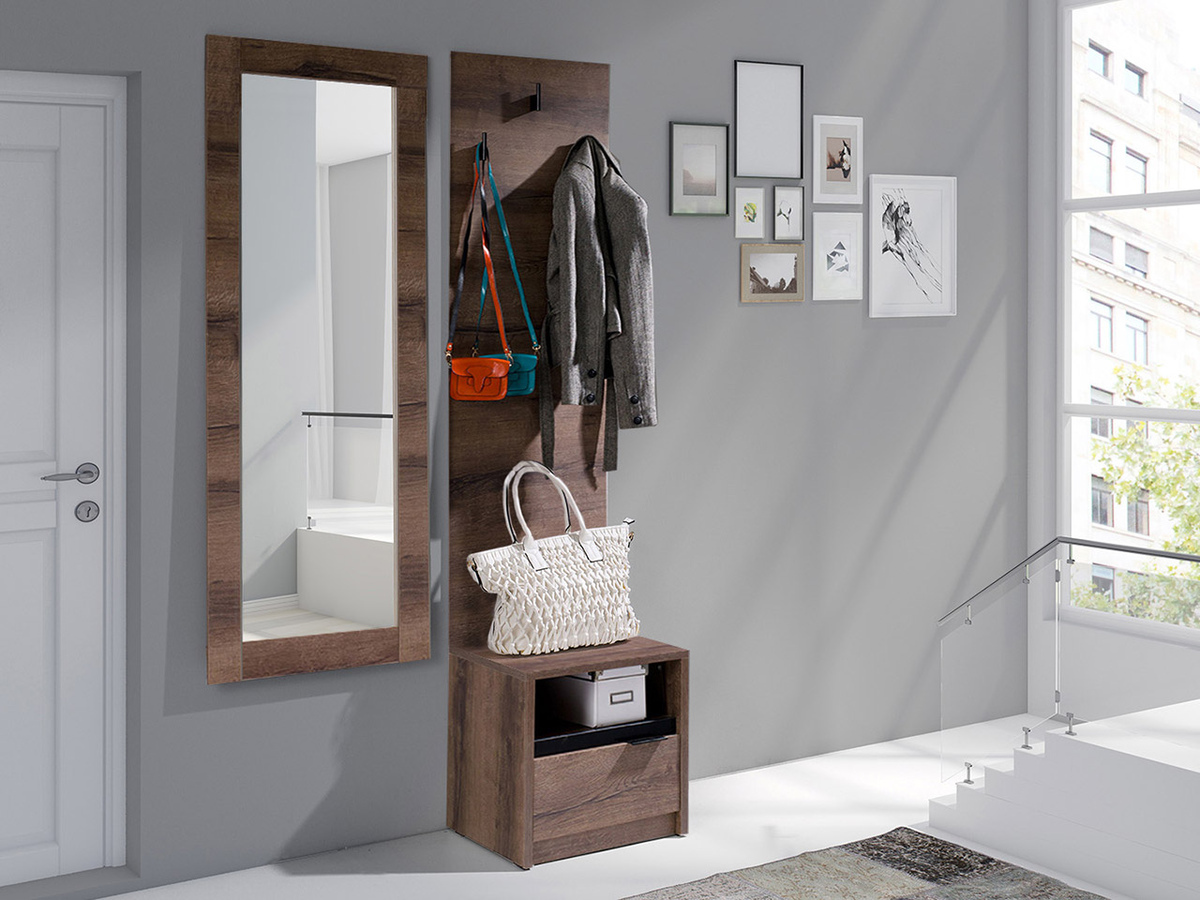 Conjunto para recibidor Fivelbo 118 (Roble del Monastery + Negro brillante)