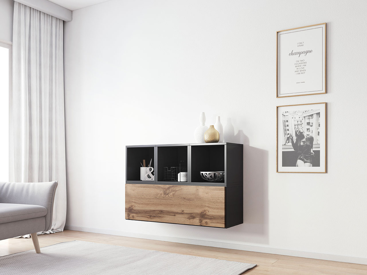 Conjunto de armarios Corbele 117 (Antracita + Roble wotan)