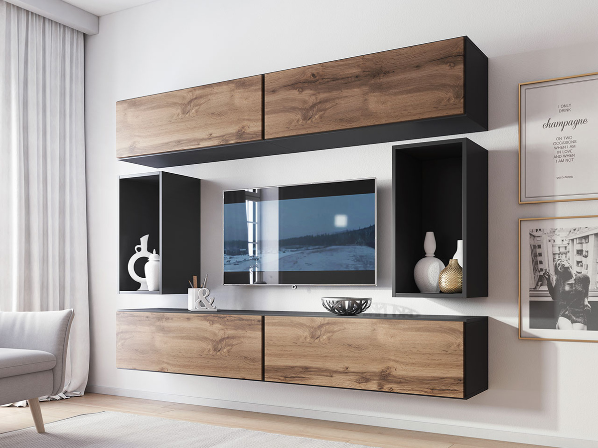 Conjunto de salón Corbele 106 (Antracita + Roble wotan)