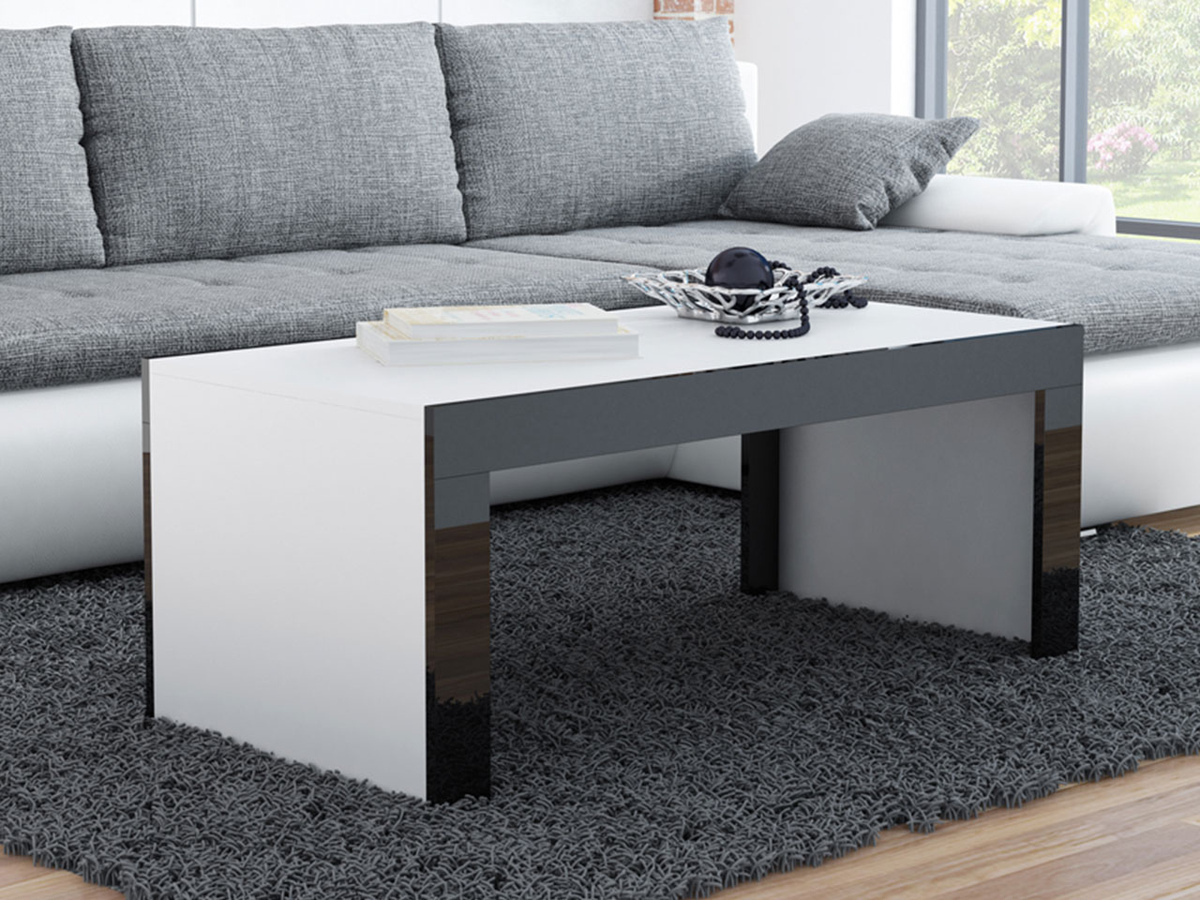 Mesa de centro Charlotte 107 (Blanco + Negro brillante)