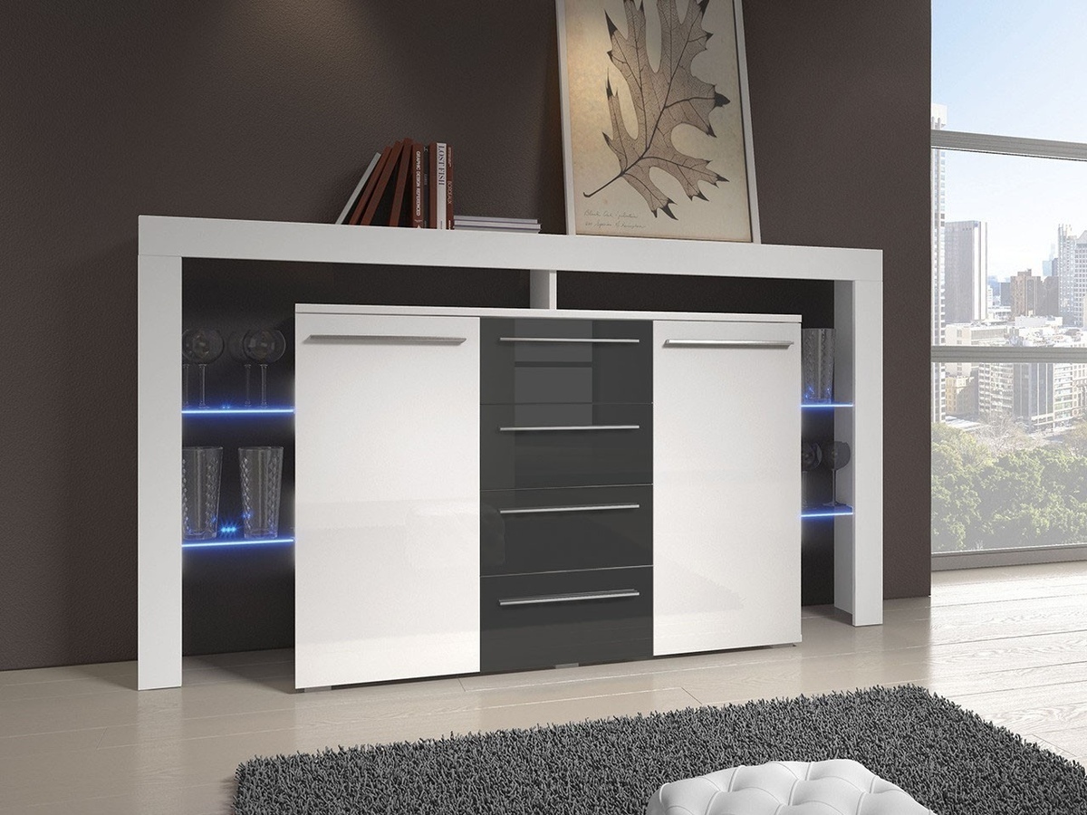 Cómoda Nashville 106 (Blanco + Gris brillante)