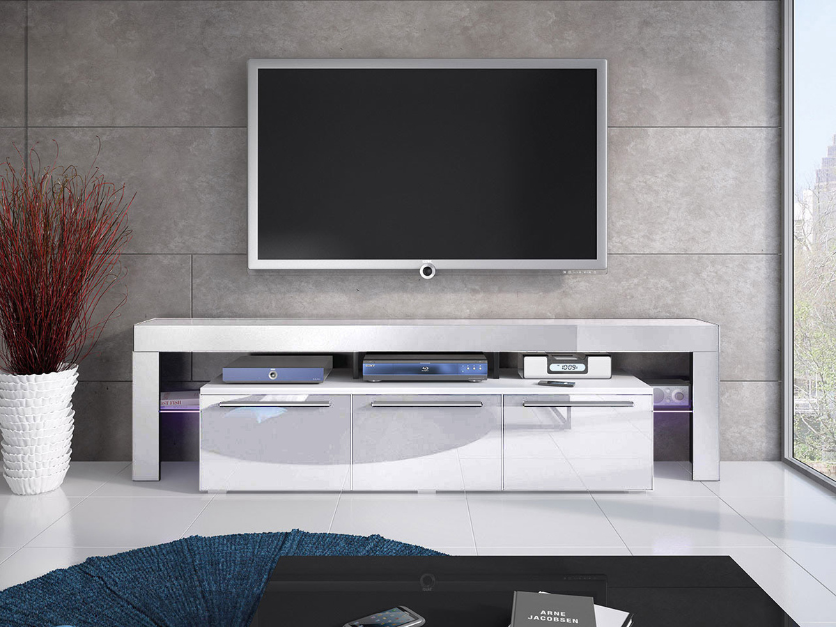 Mueble TV Arbor (Blanco + Blanco brillante)