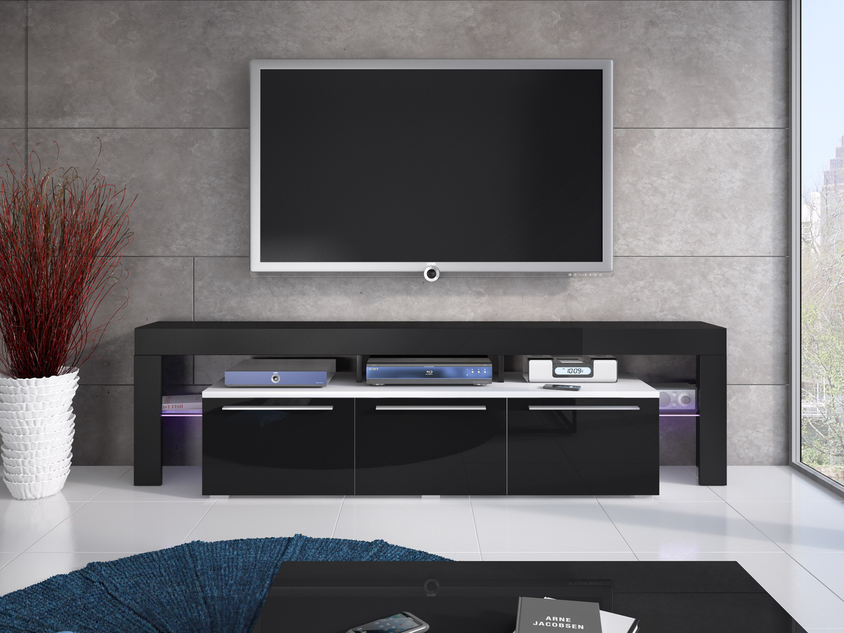 Mueble TV Arbor (Blanco + Negro brillante)