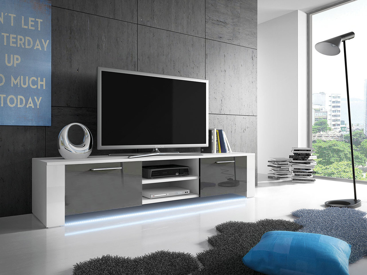 Mueble TV Nashville 104 (Blanco + Gris brillante)