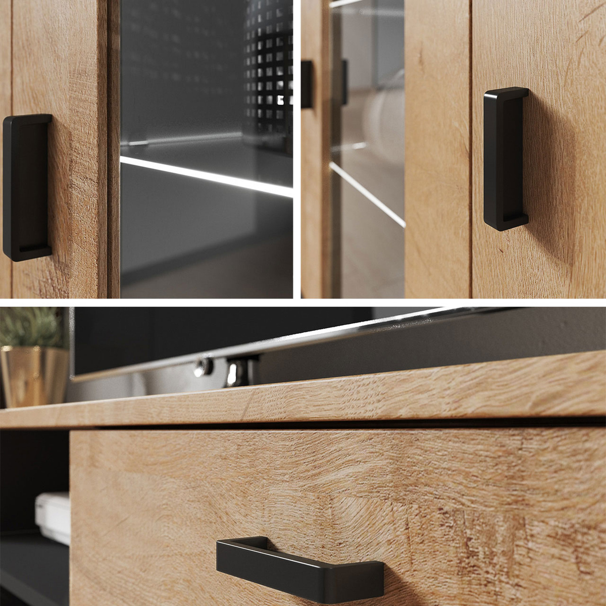 Conjunto de salón Tornola 108 (Negro + Negro brillante)